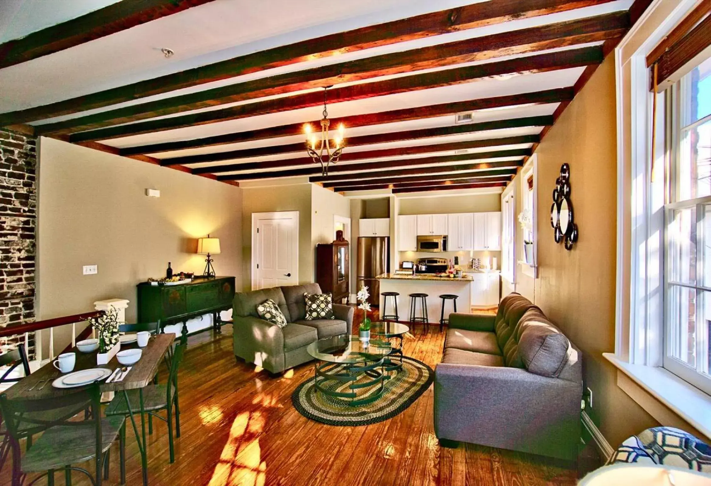 Living room, Seating Area in Comfy Carriage House Steps from the River