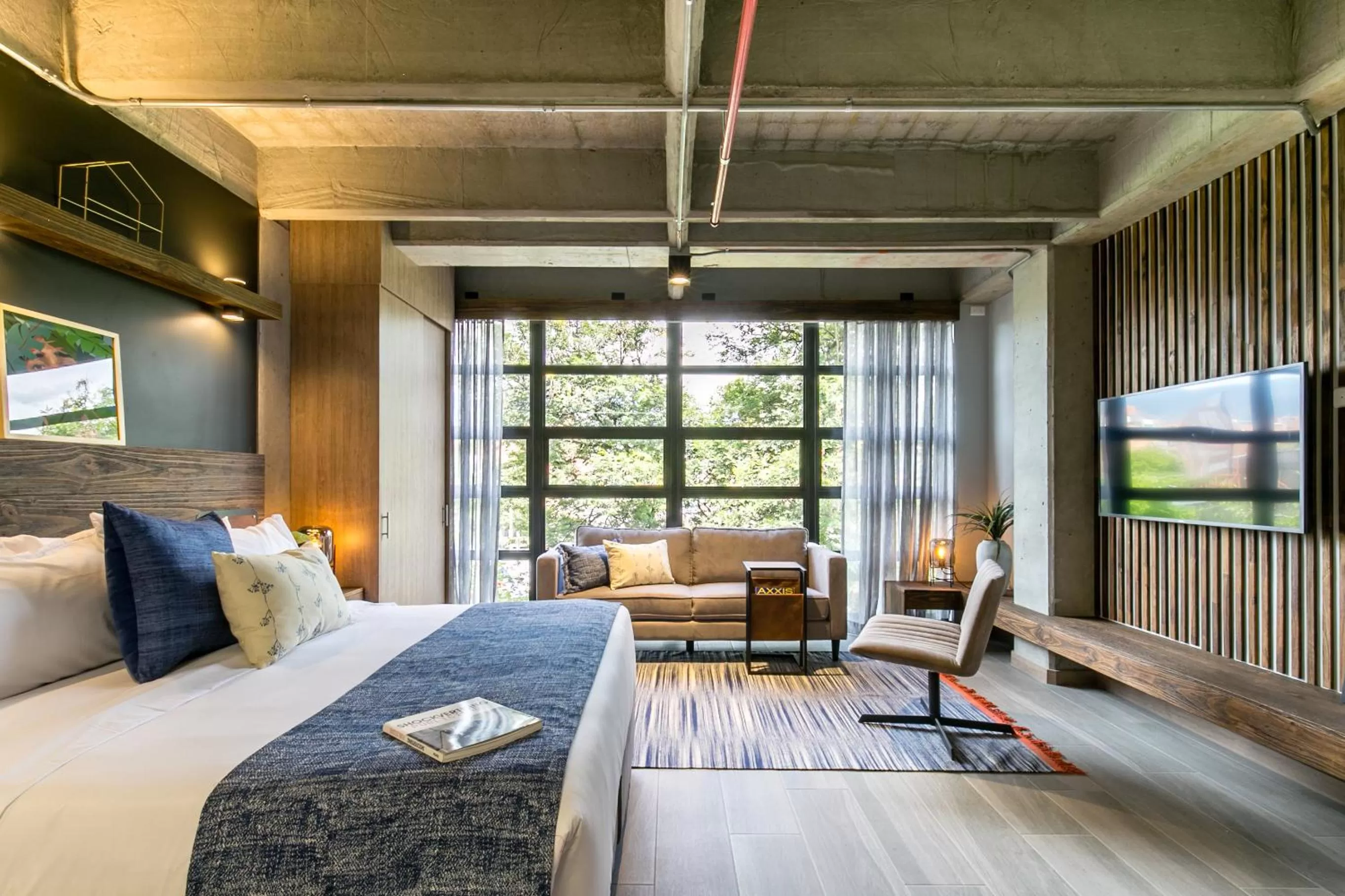 Bed in Factory Lofts Hotel