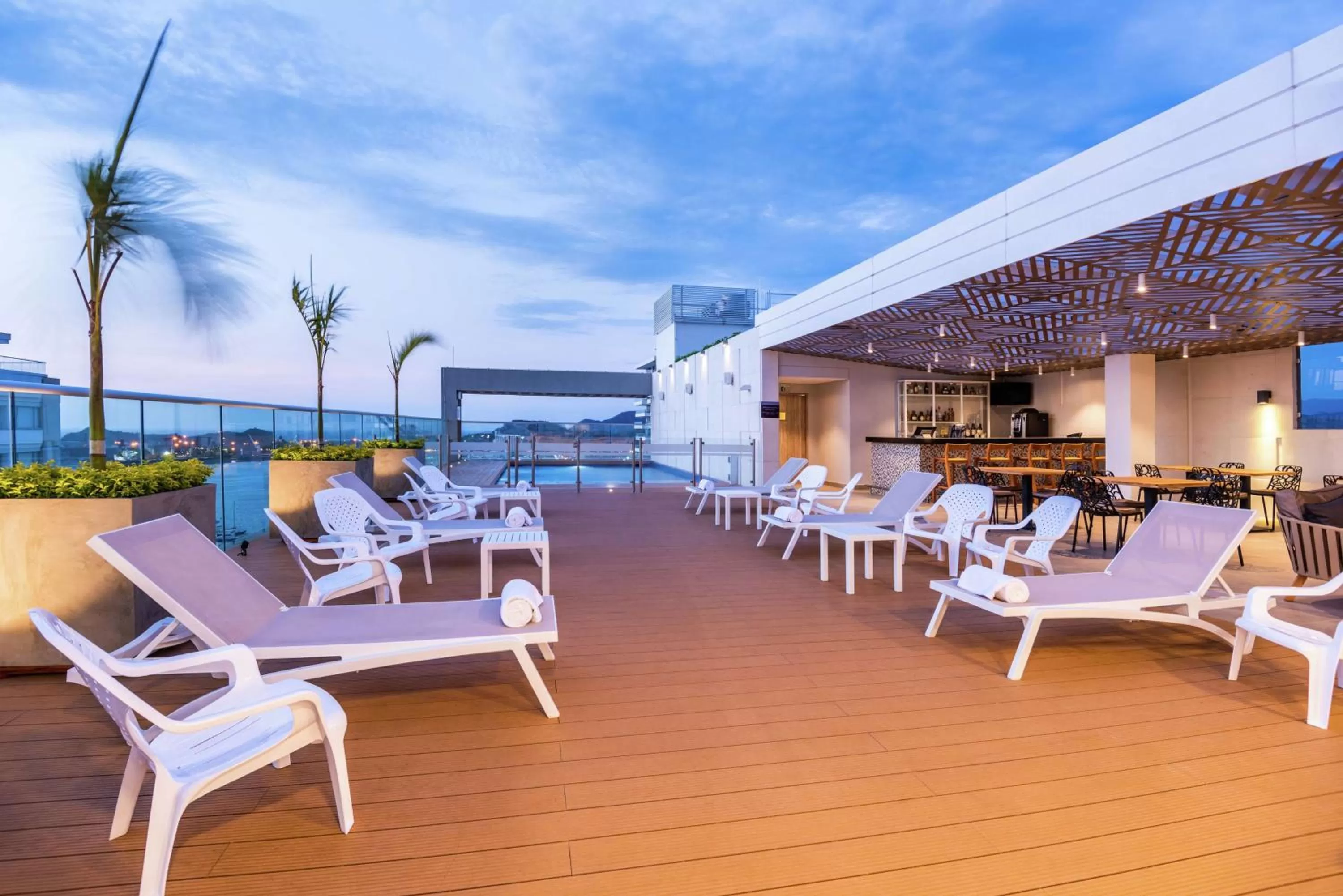Pool view in Hilton Garden Inn Santa Marta