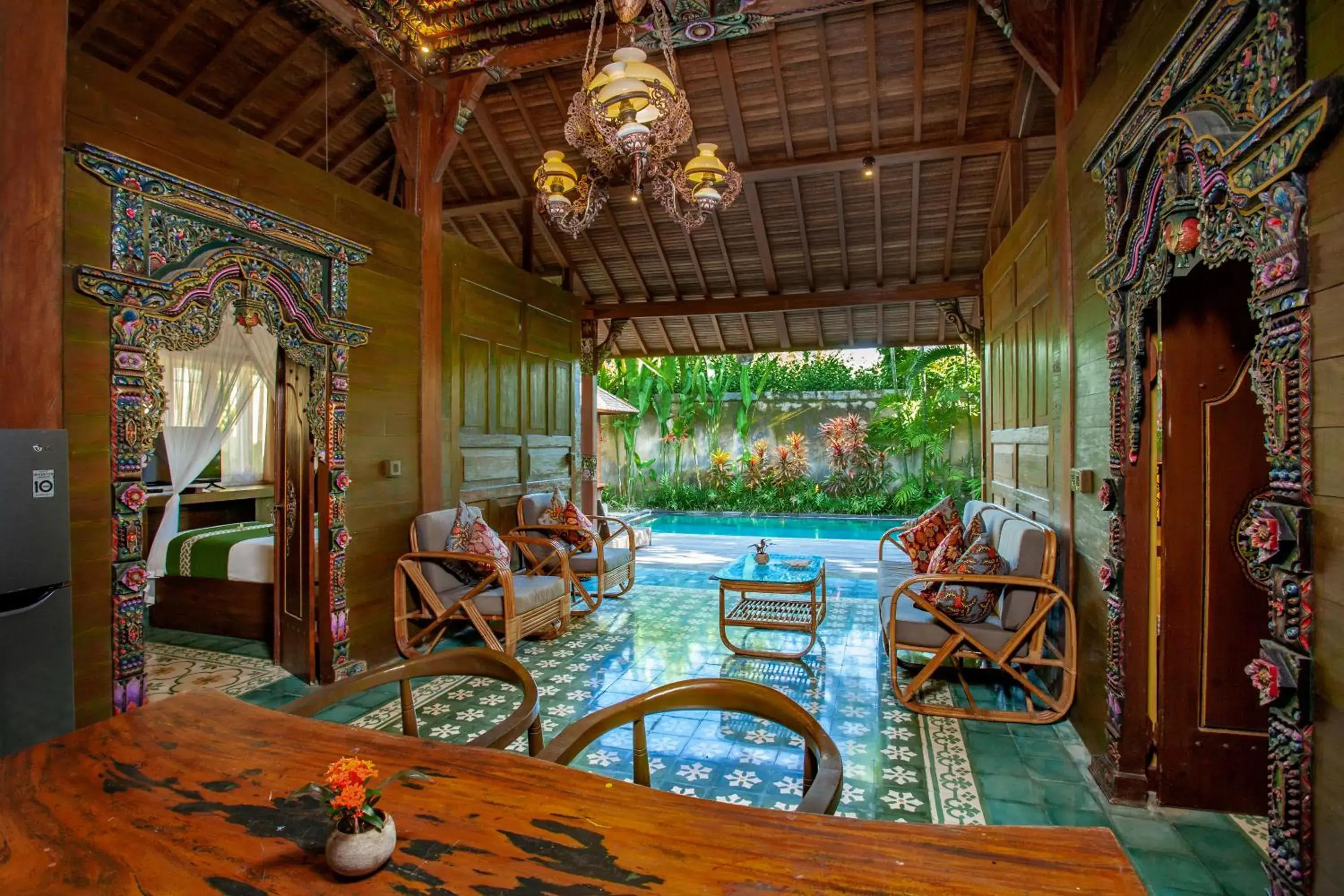 Living room, Swimming Pool in Arya Villas Ubud