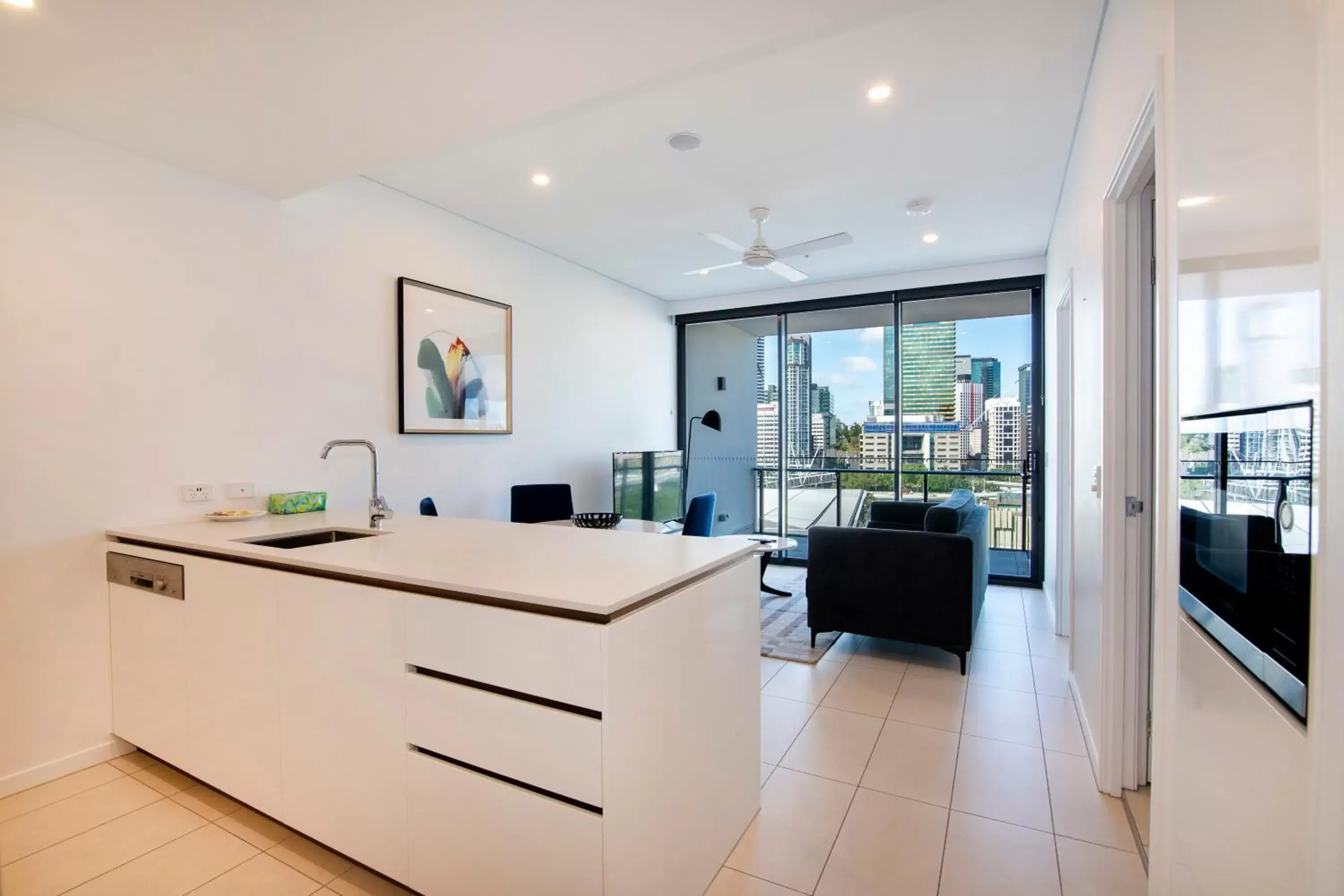 Living room, Kitchen/Kitchenette in Hope Street Apartments by CLLIX