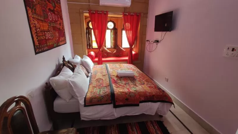 Bed in Hotel Murad Haveli