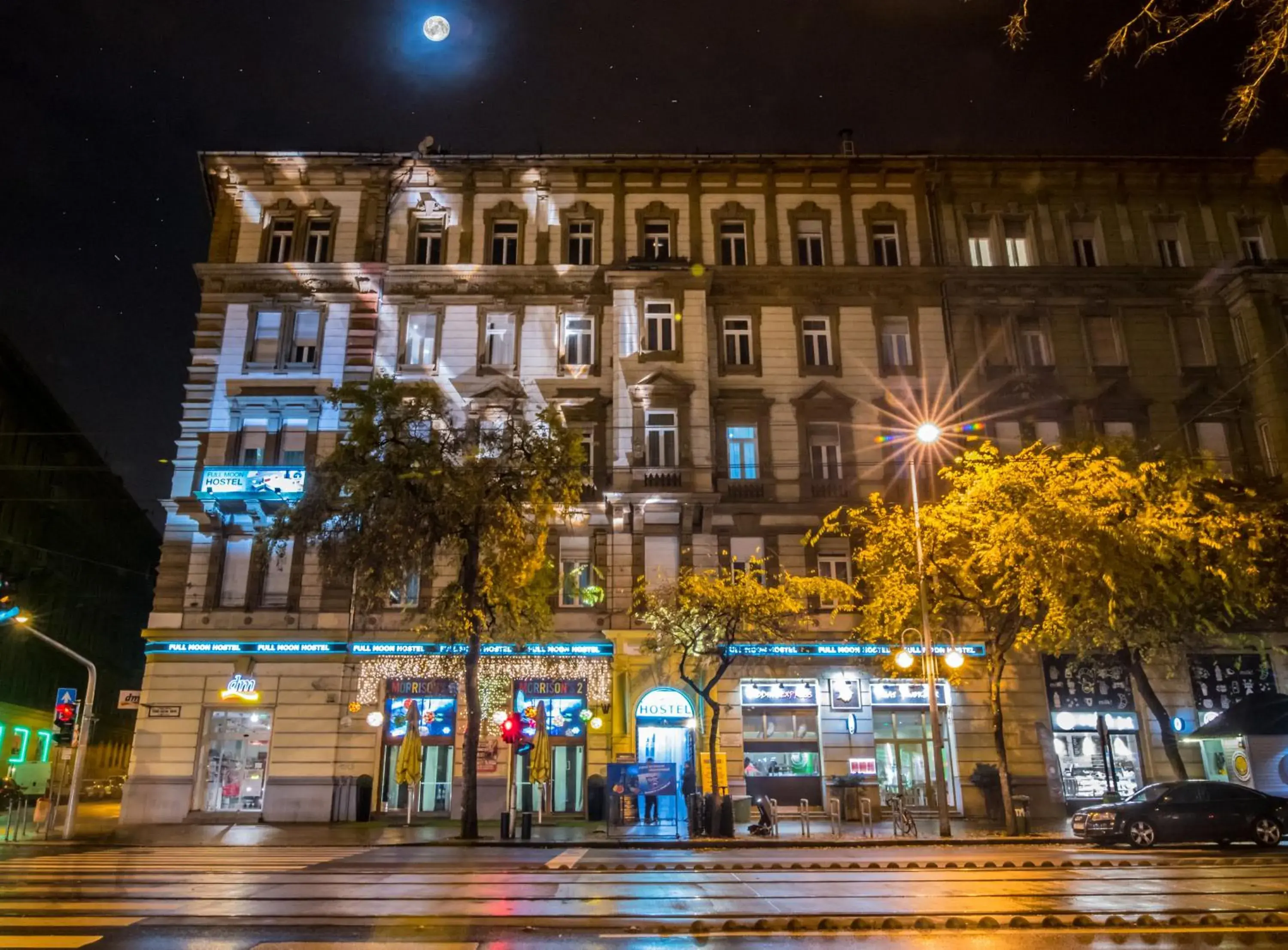 Property Building in Full Moon Budapest
