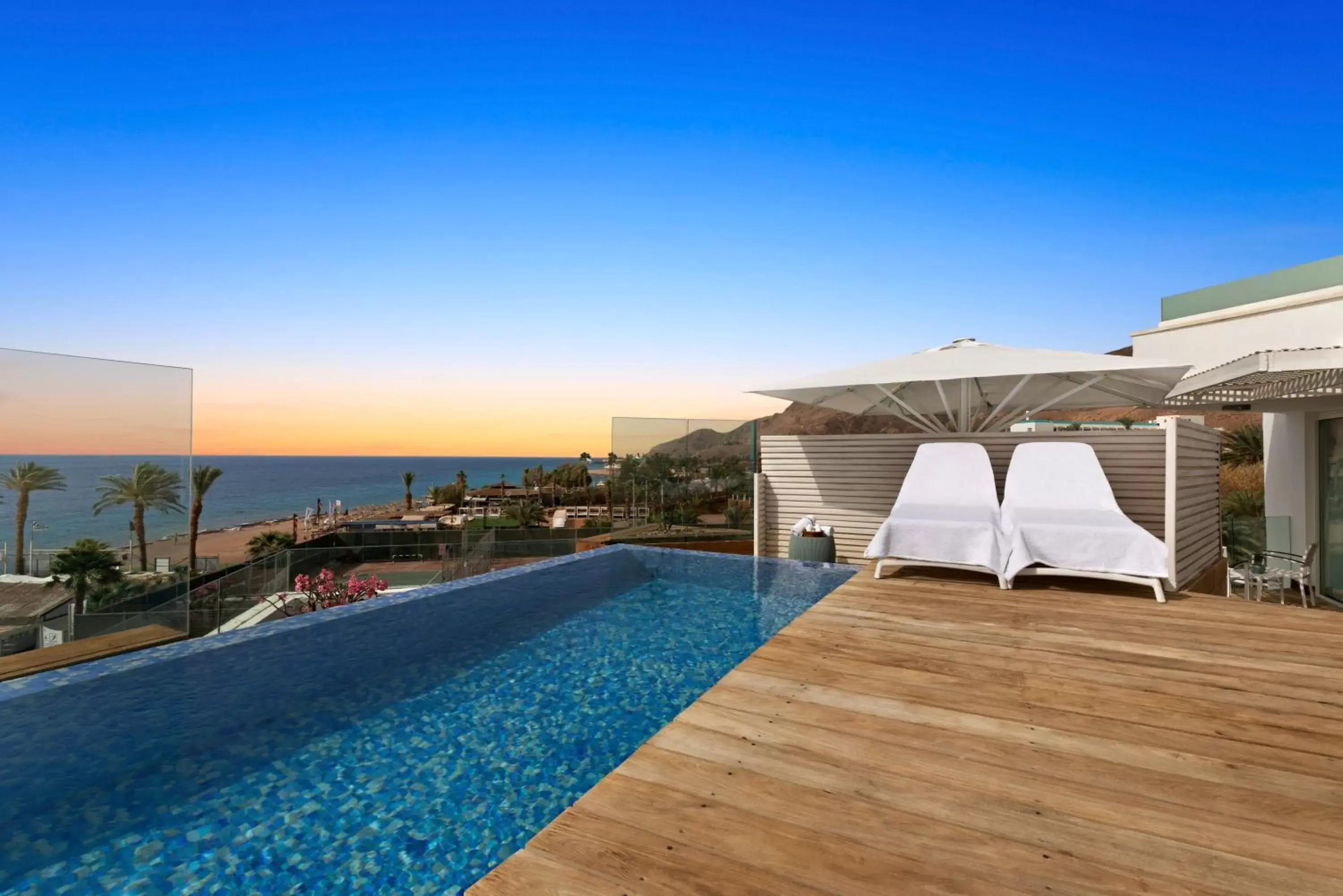 Balcony/Terrace, Swimming Pool in Herbert Samuel The Reef Eilat