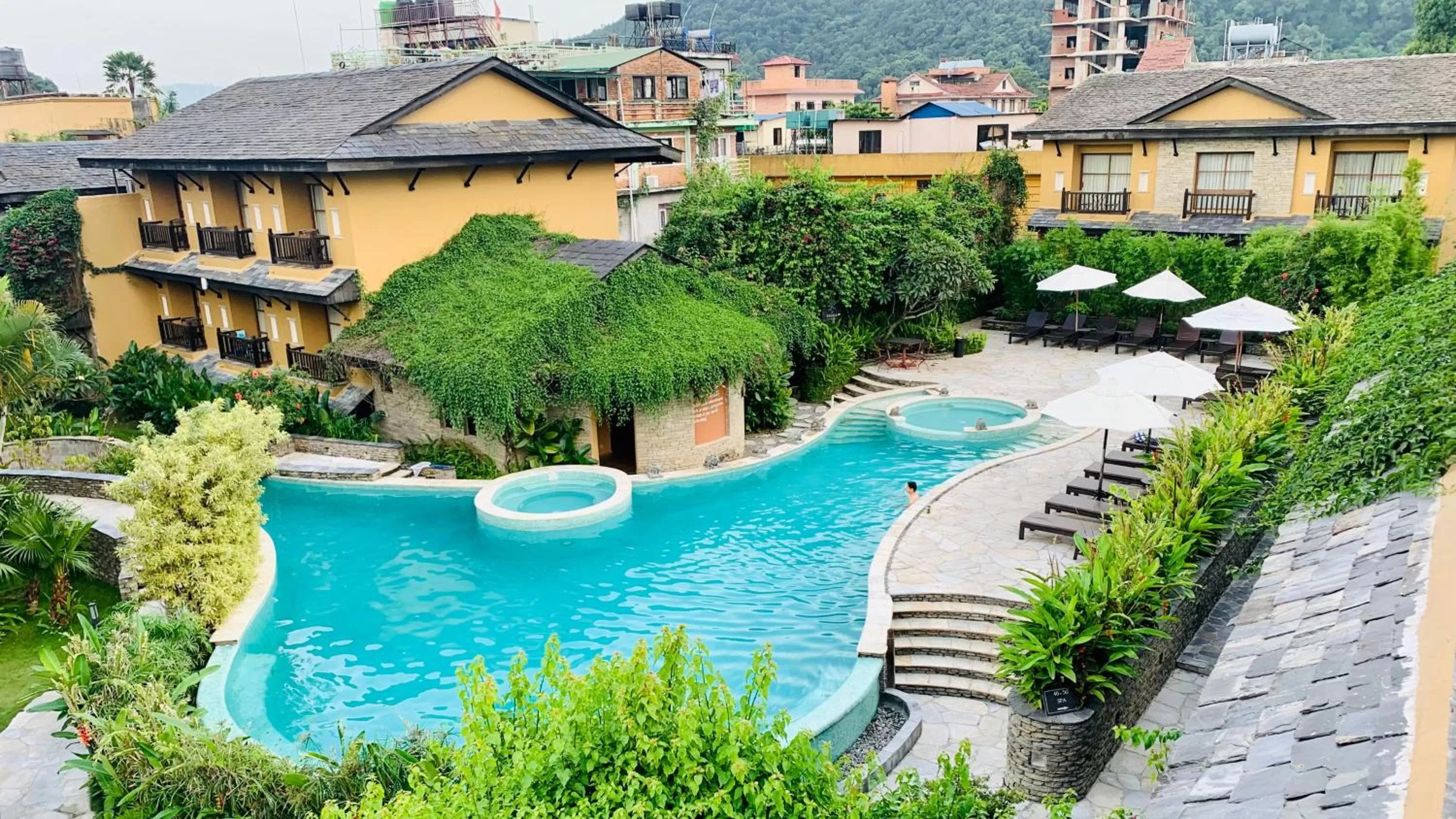 Pool view in Temple Tree Resort & Spa, Pokhara
