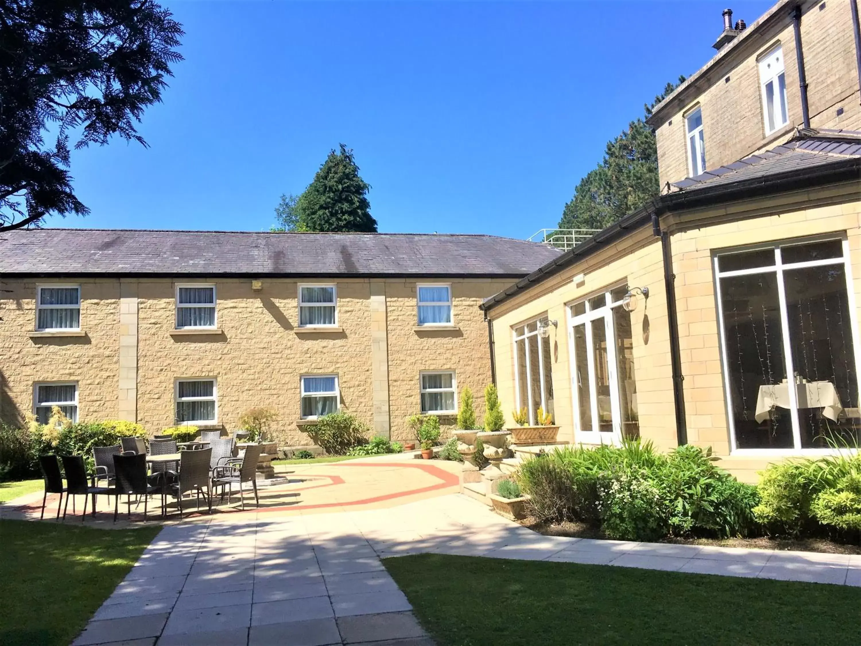 Patio, Property Building in Astley Bank Hotel