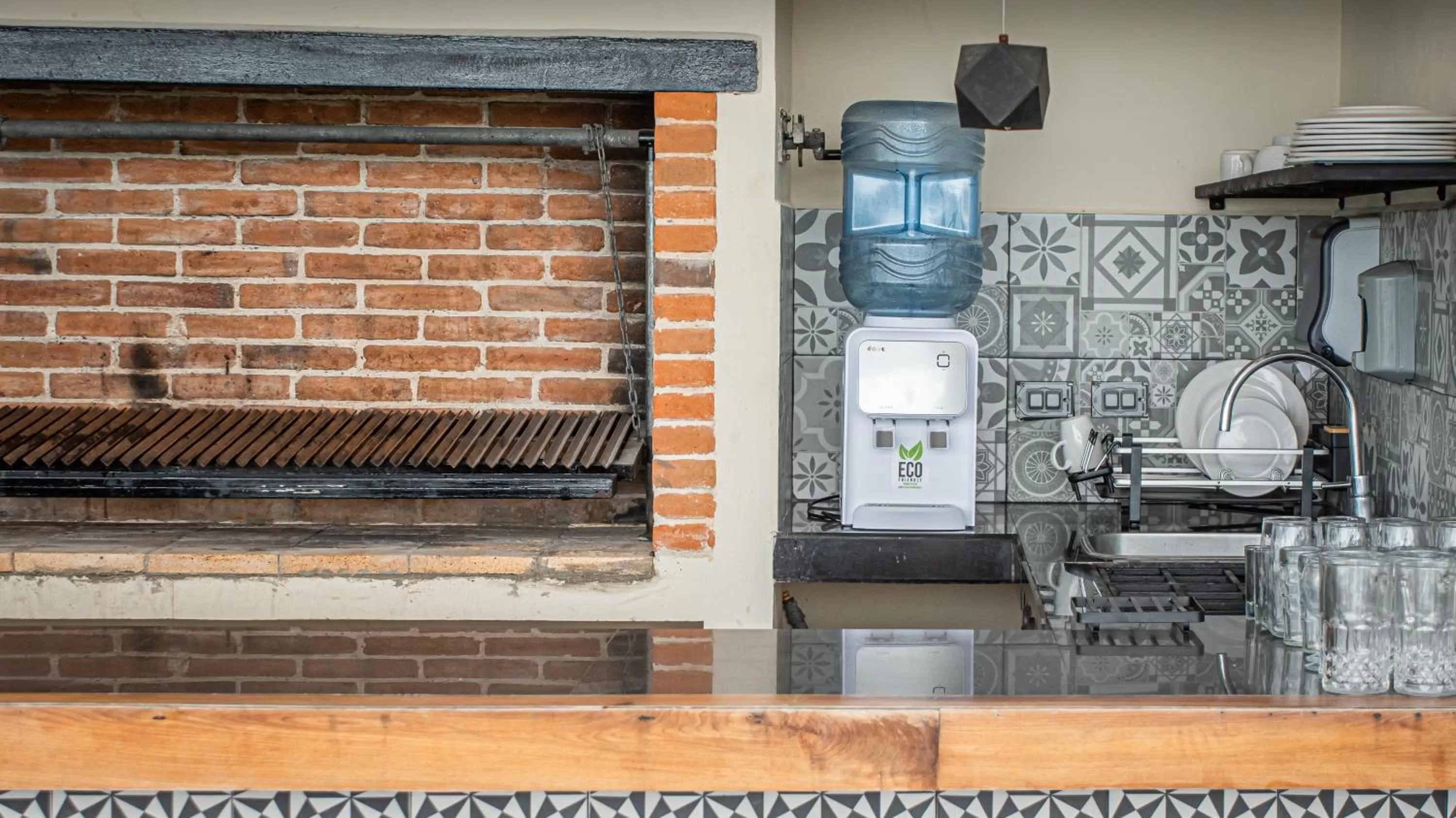 Communal kitchen in Moonshine Tulum Hotel & Hostel