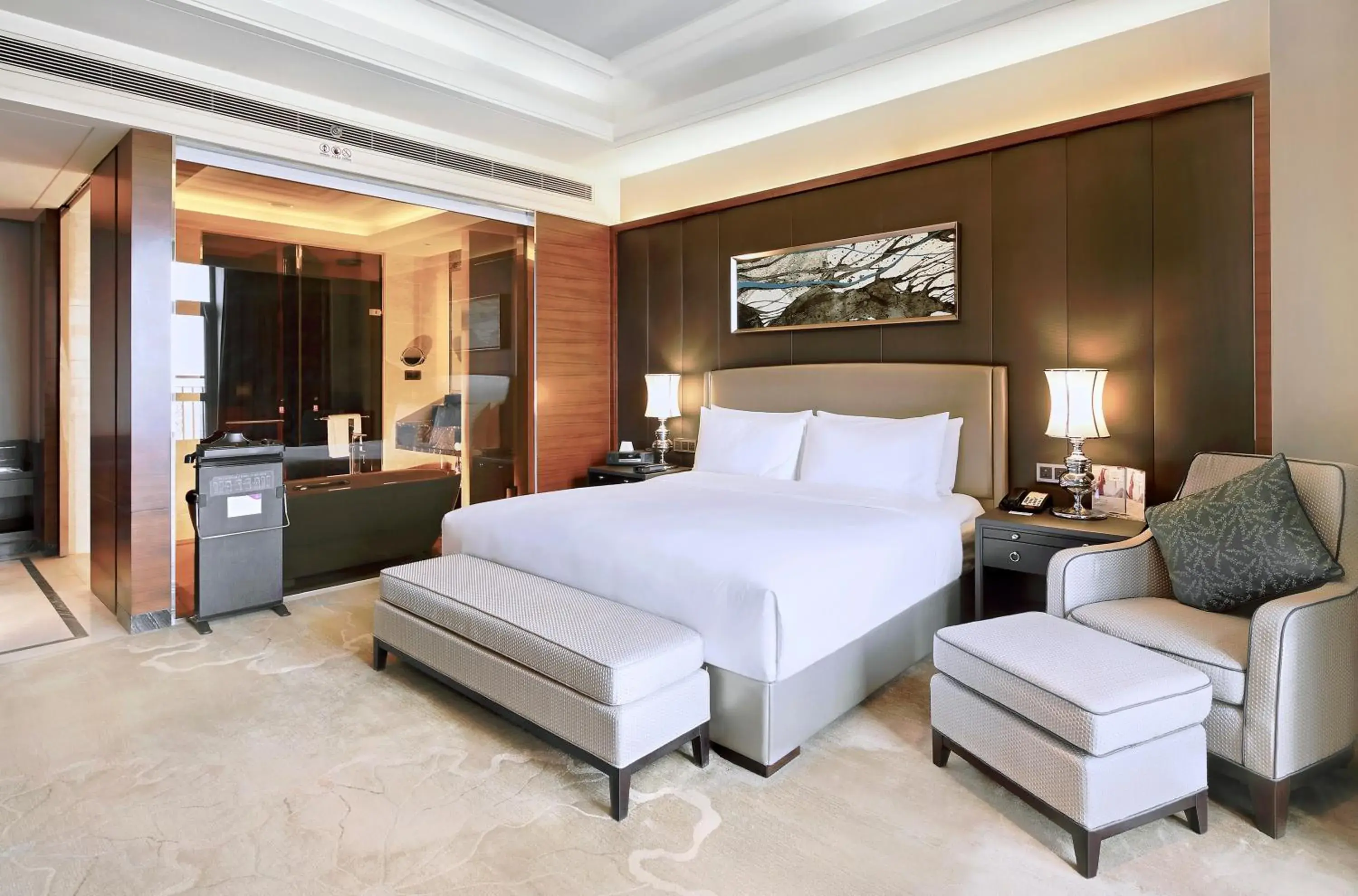 Property building, Bed in Crowne Plaza Tianjin Jinnan, an IHG Hotel