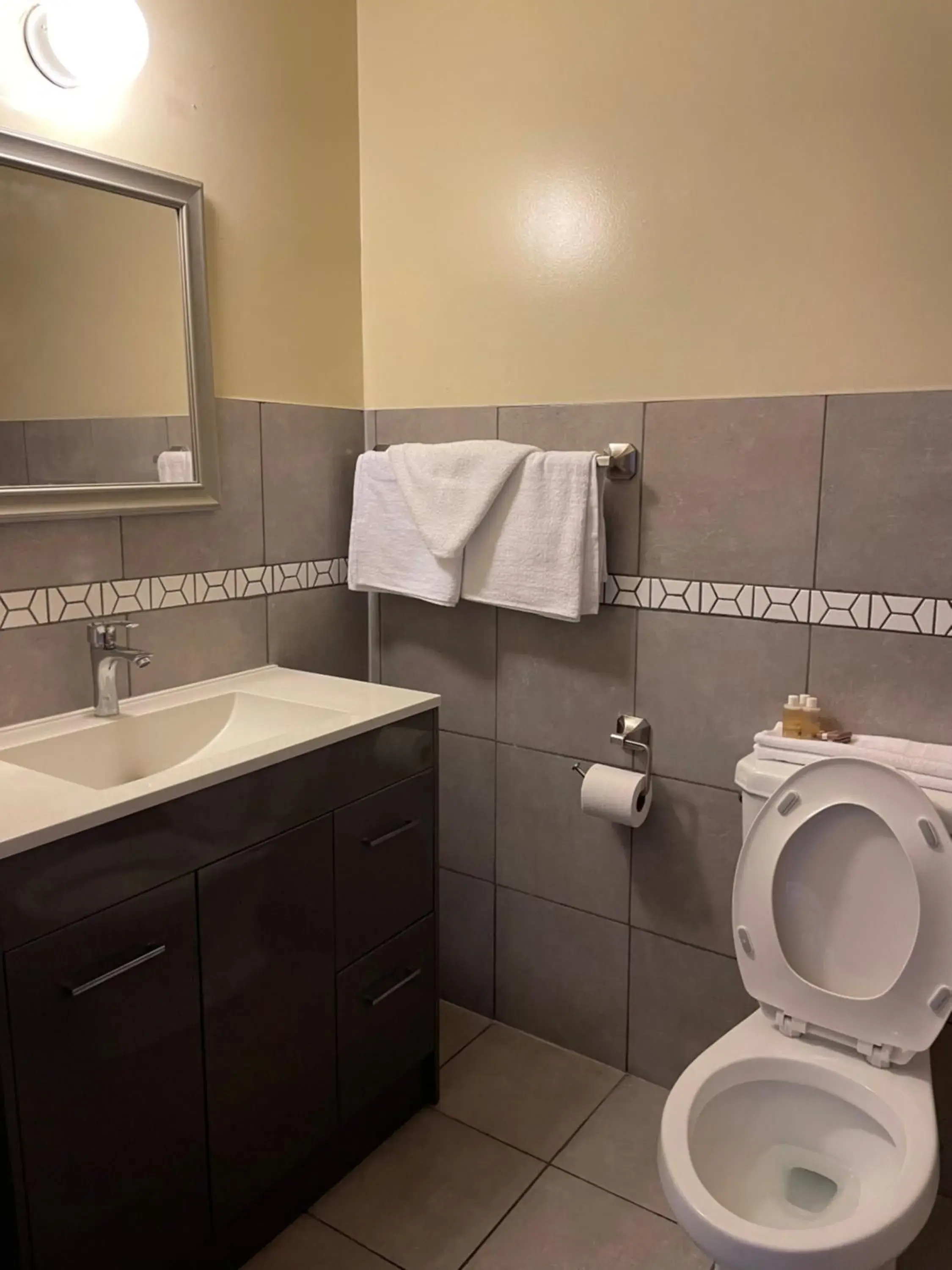 Bathroom in Scottish Inn Near the Falls and Casino