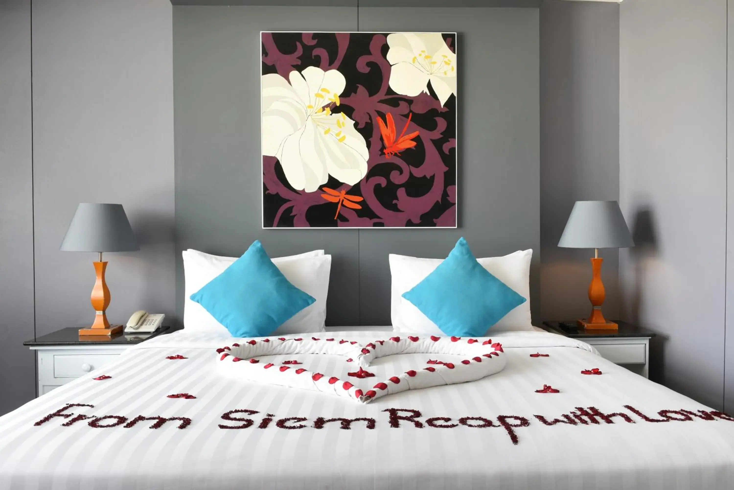 Decorative detail, Bed in Memoire Siem Reap Hotel