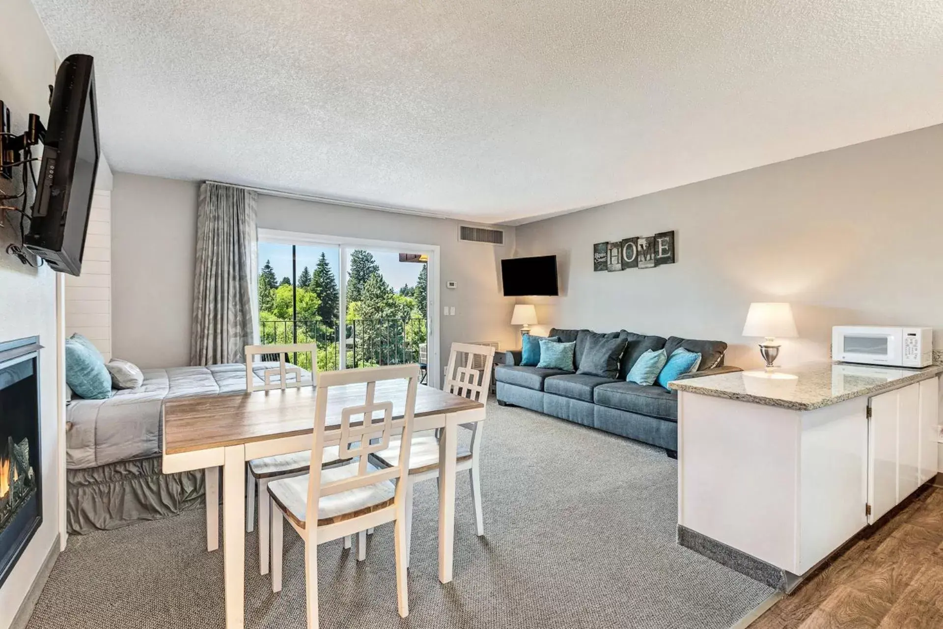 Living room in Bend Riverside Condos