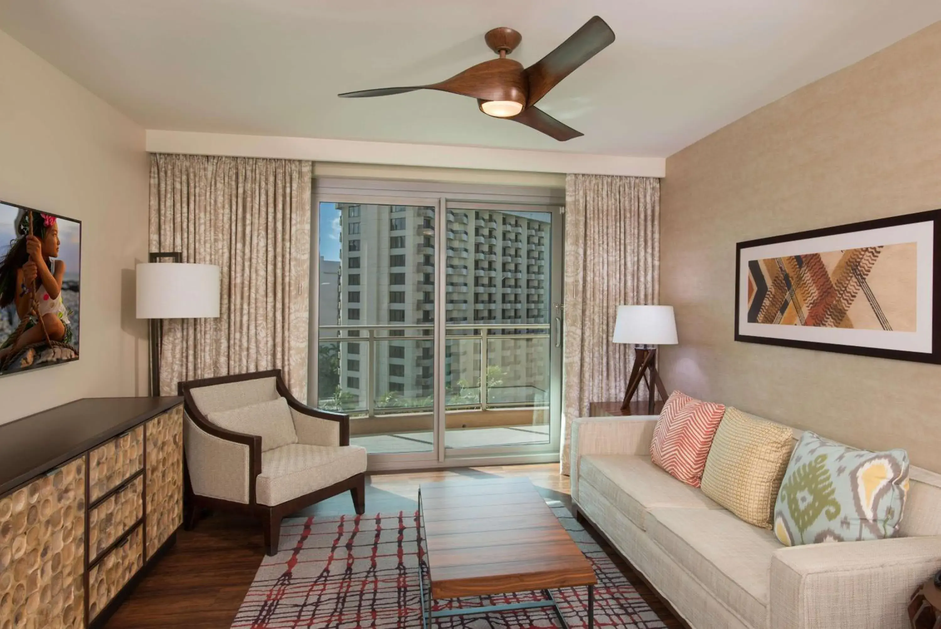 Living room, Seating Area in Hilton Grand Vacation Club The Grand Islander Waikiki Honolulu