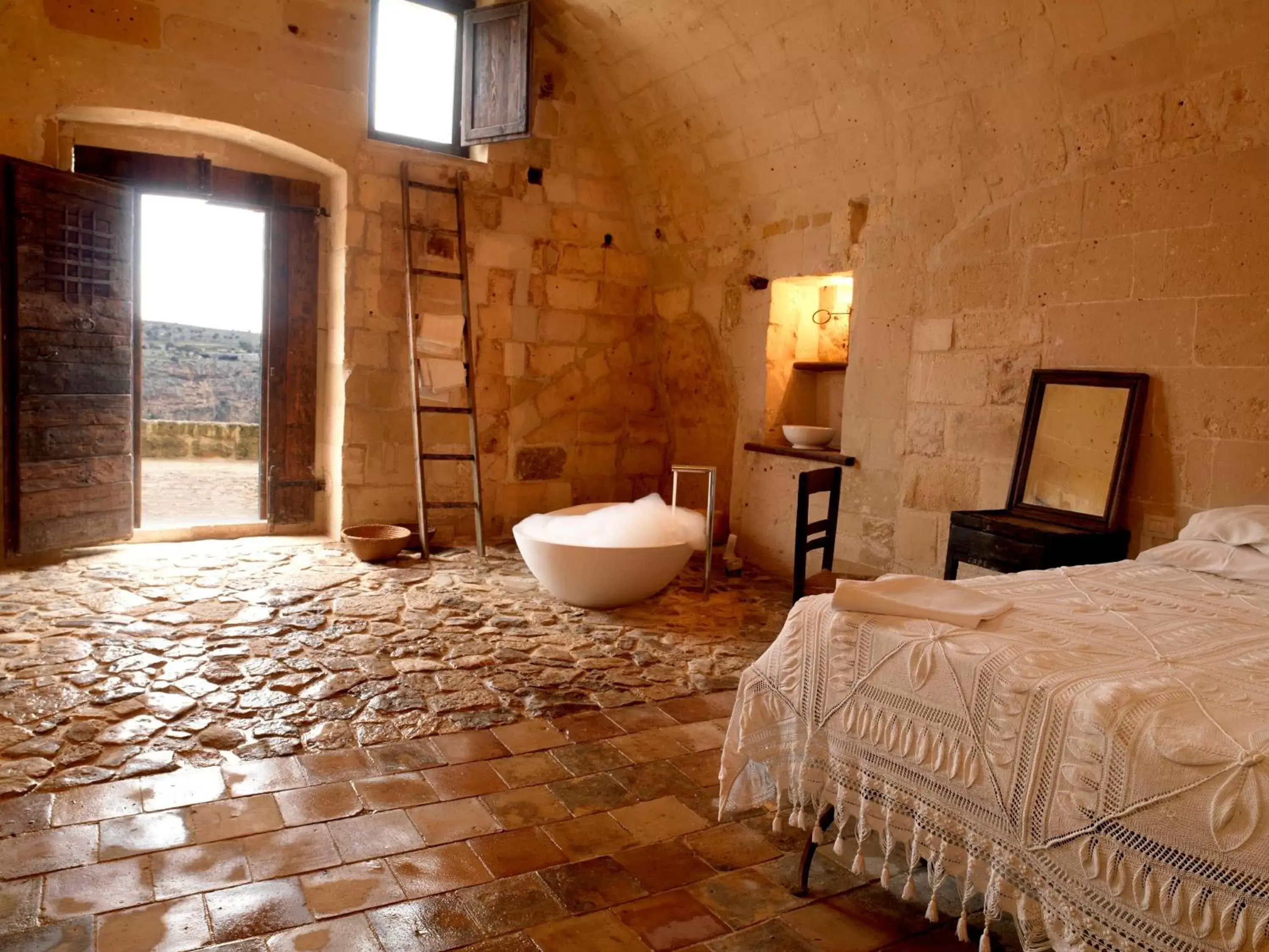 Decorative detail, Bathroom in Sextantio Le Grotte Della Civita