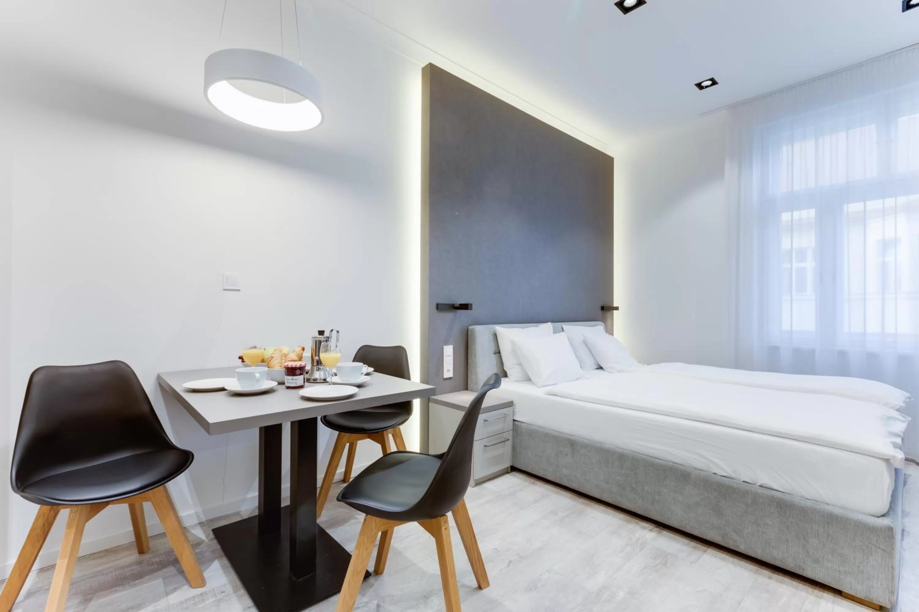 Bed in Lampi Aparthotel Prague