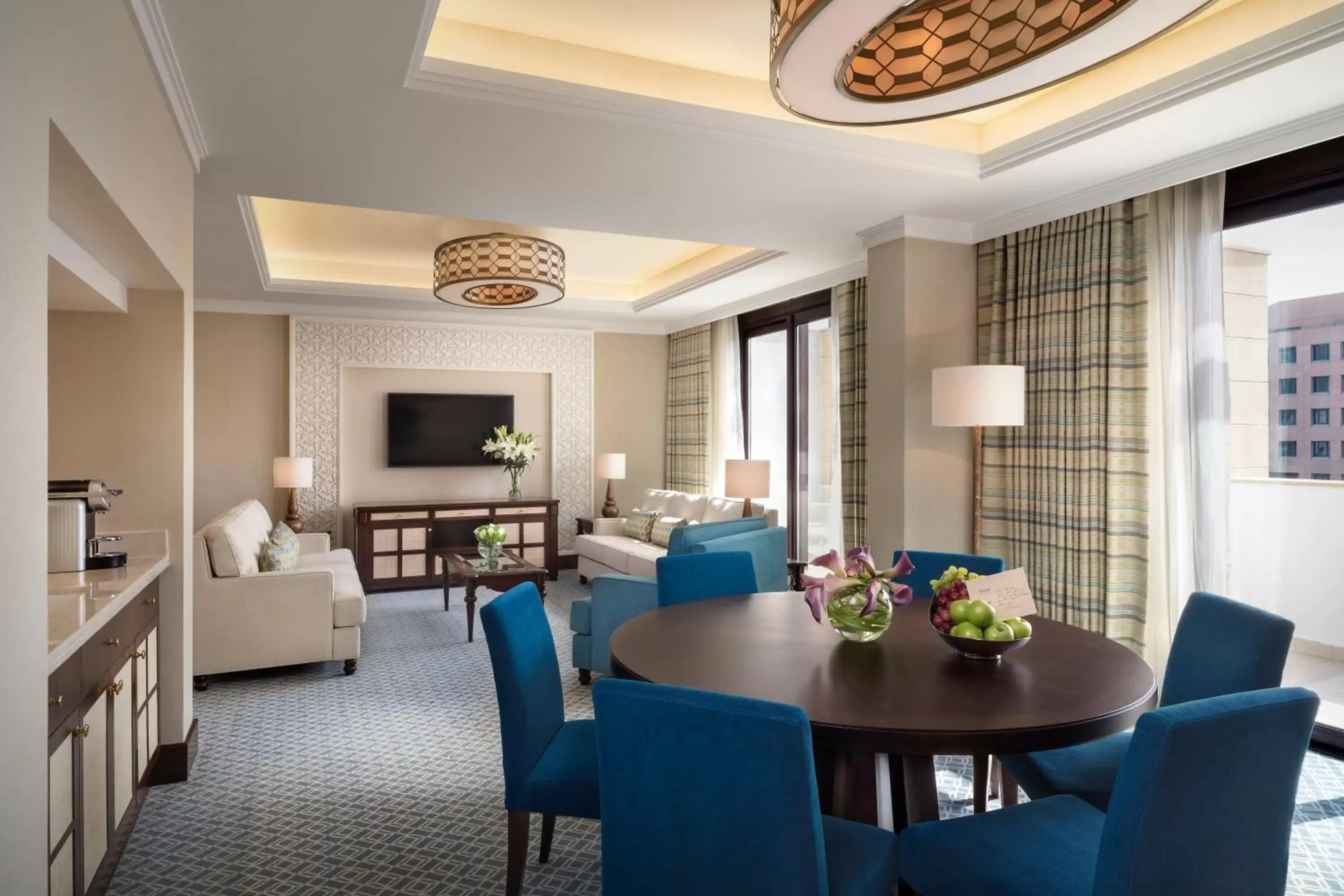 Living room, Dining Area in Al Najada Doha Hotel by Tivoli