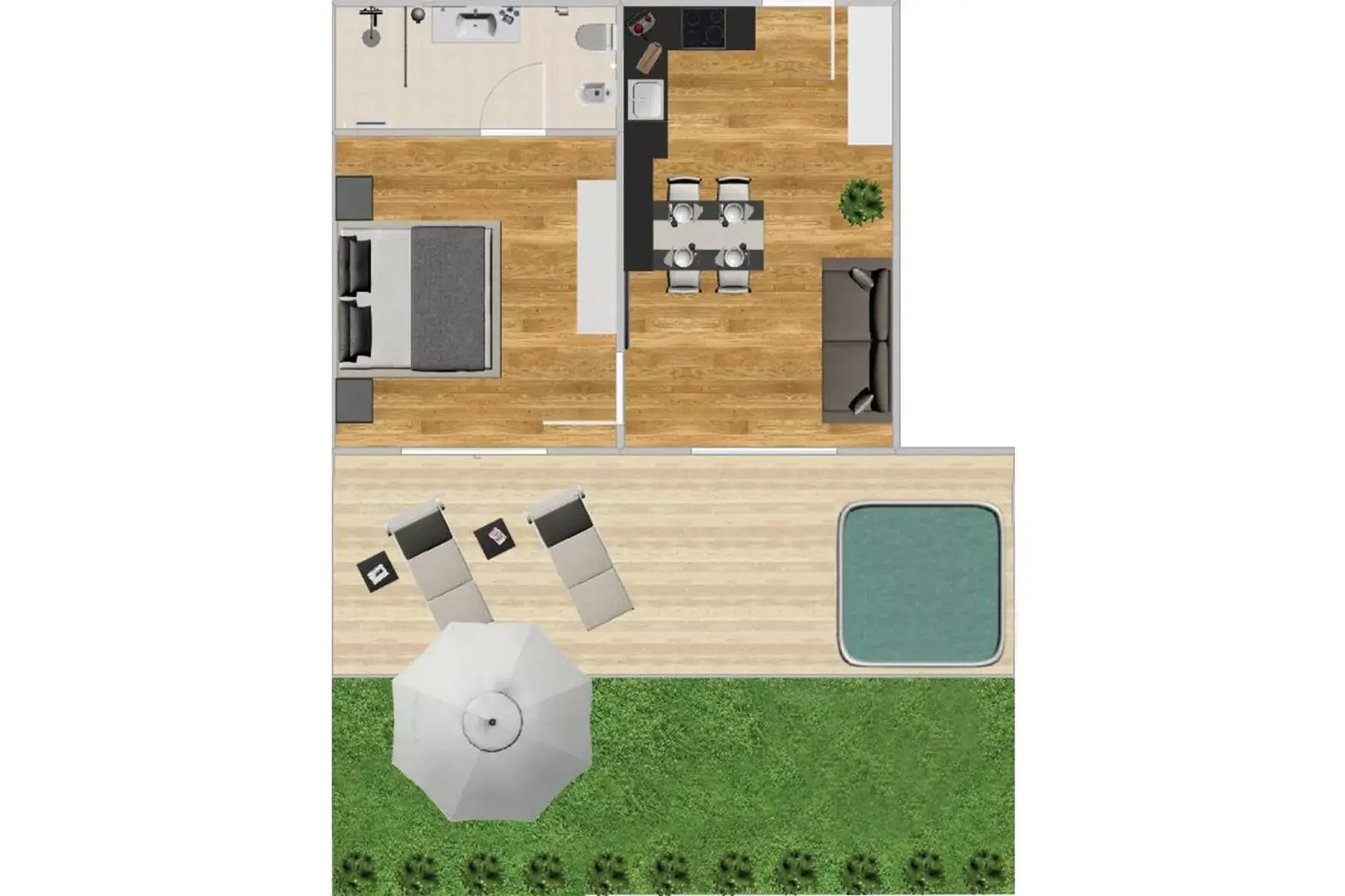 Garden, Floor Plan in K1 Mountain Chalet - Luxury Apartements