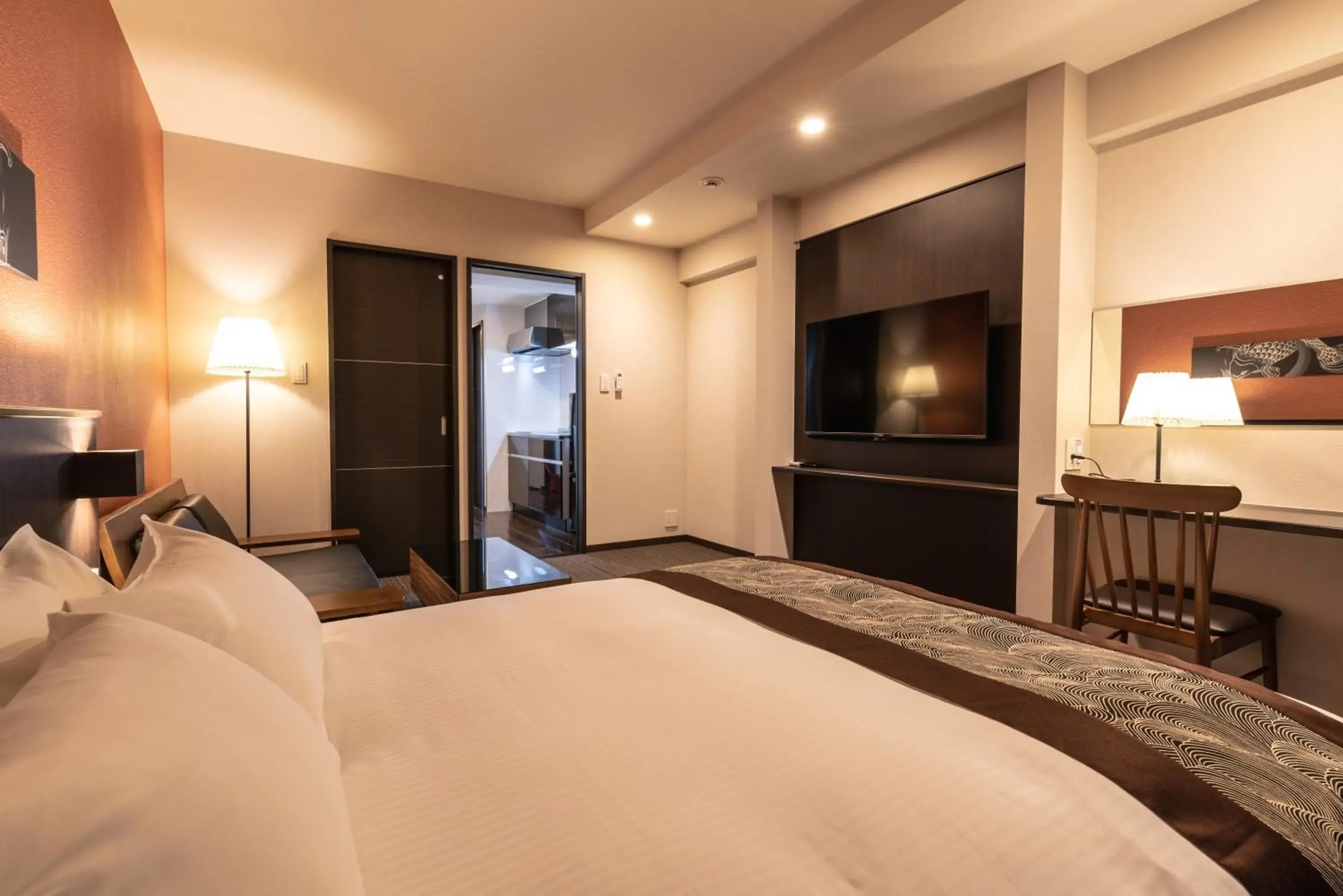 Bedroom, Bed in Zen Kyoto Apartment Hotel