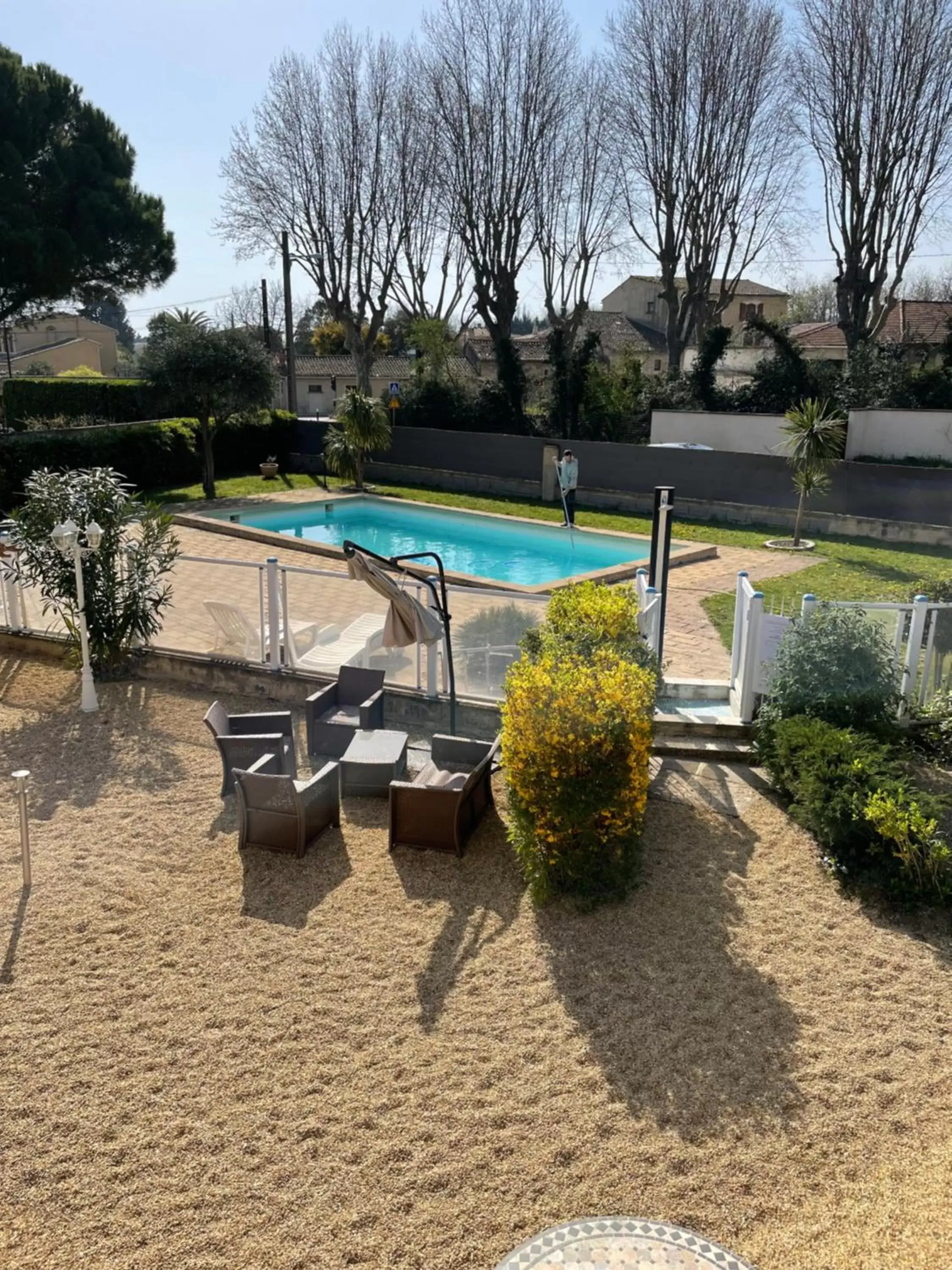 Garden, Swimming Pool in Logis Hôtel Le Clement V