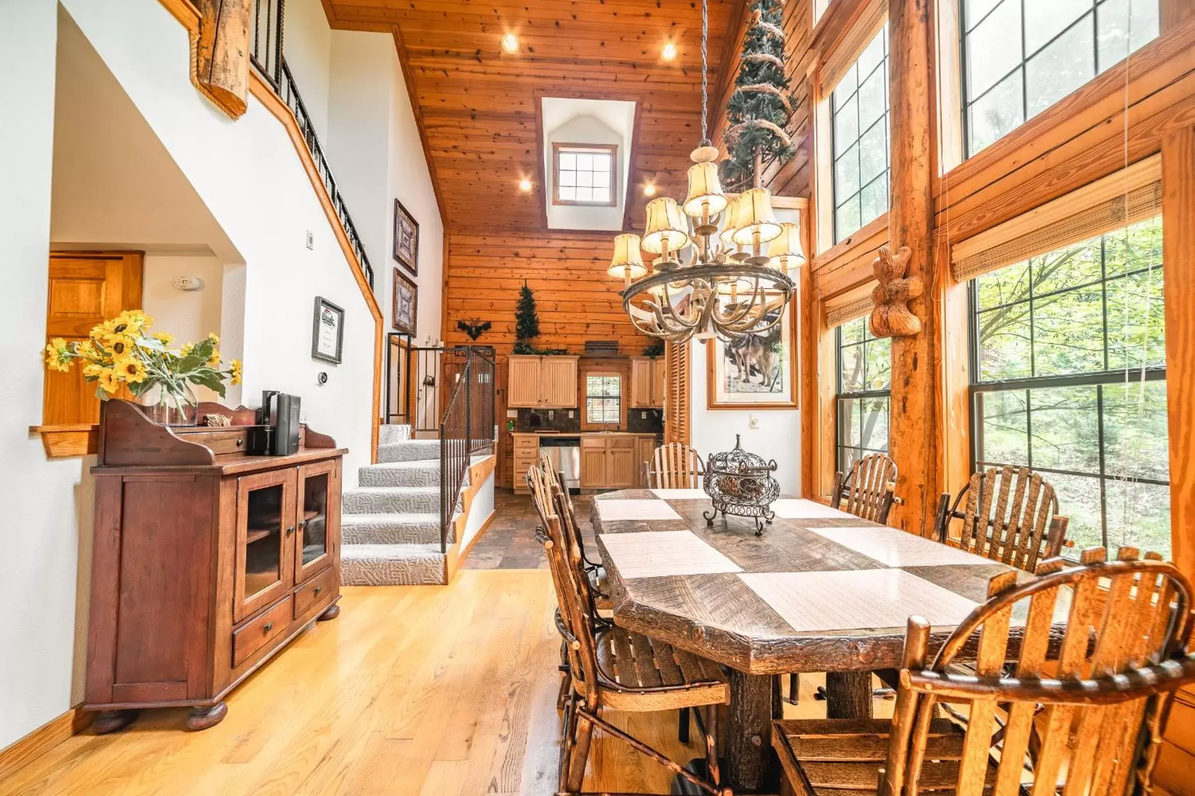 Kitchen or kitchenette, Dining Area in Cabins at Grand Mountain