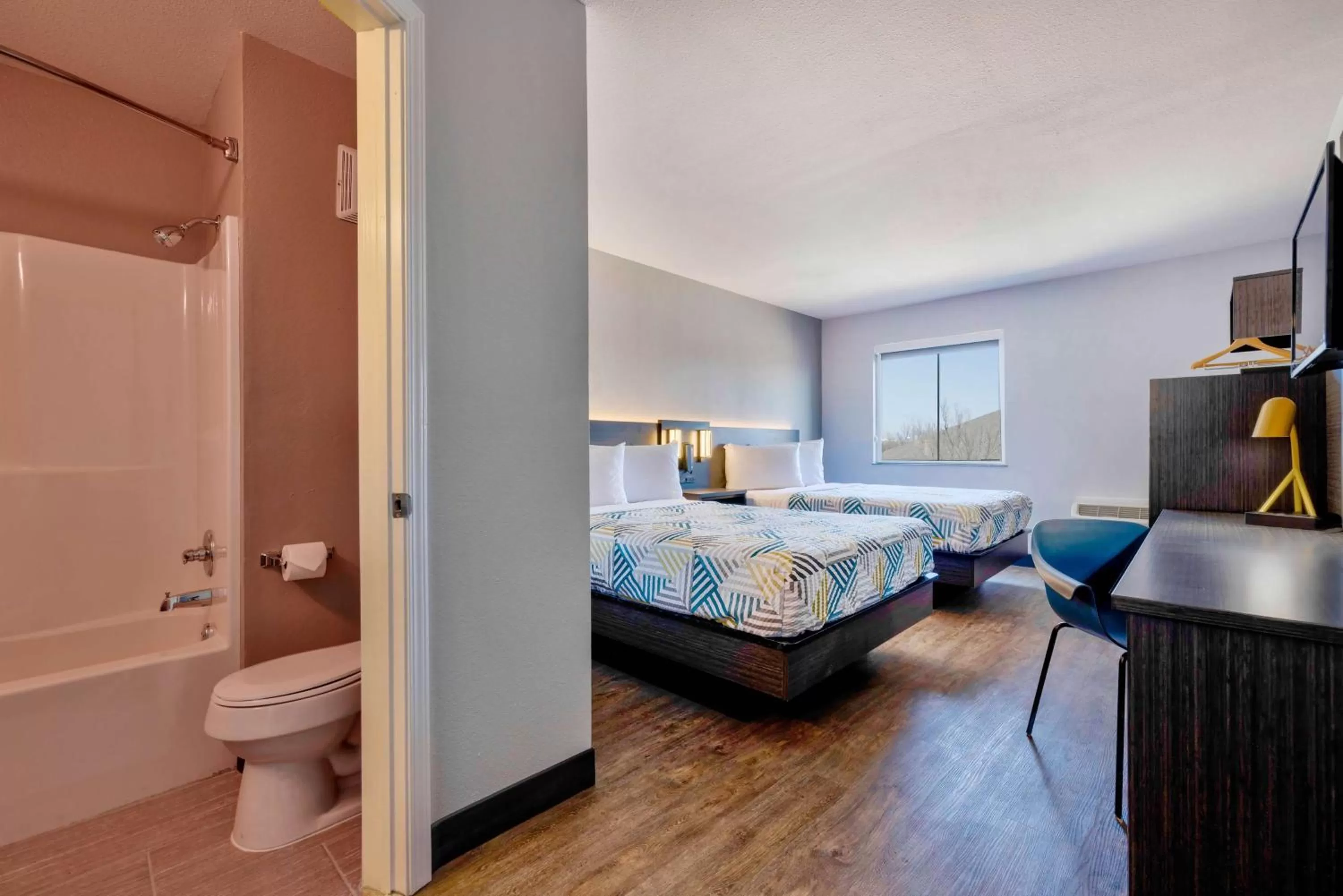Bathroom, Bed in Motel 6-Norman, OK
