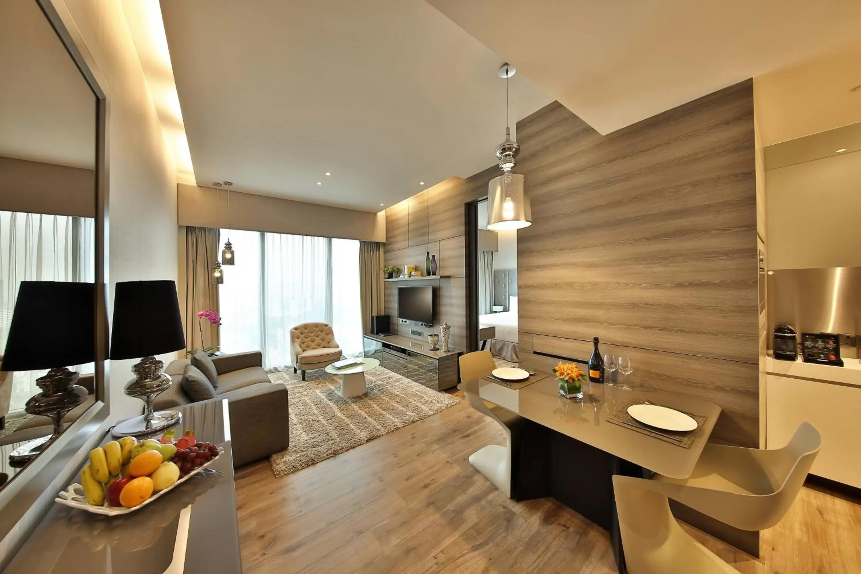 Living room in Pan Pacific Serviced Suites Beach Road, Singapore Living room in Pan Pacific Serviced Suites Beach Road, Singapore