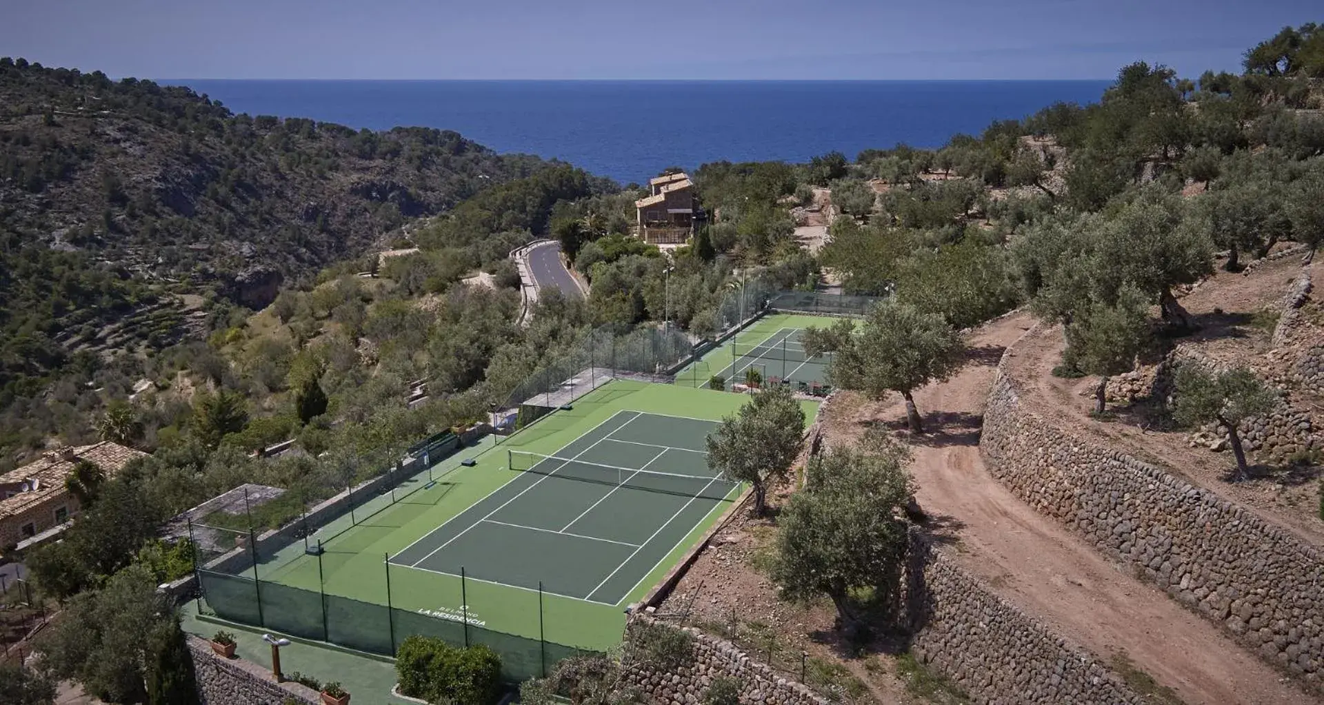 Tennis court, Bird's-eye View in La Residencia, A Belmond Hotel, Mallorca