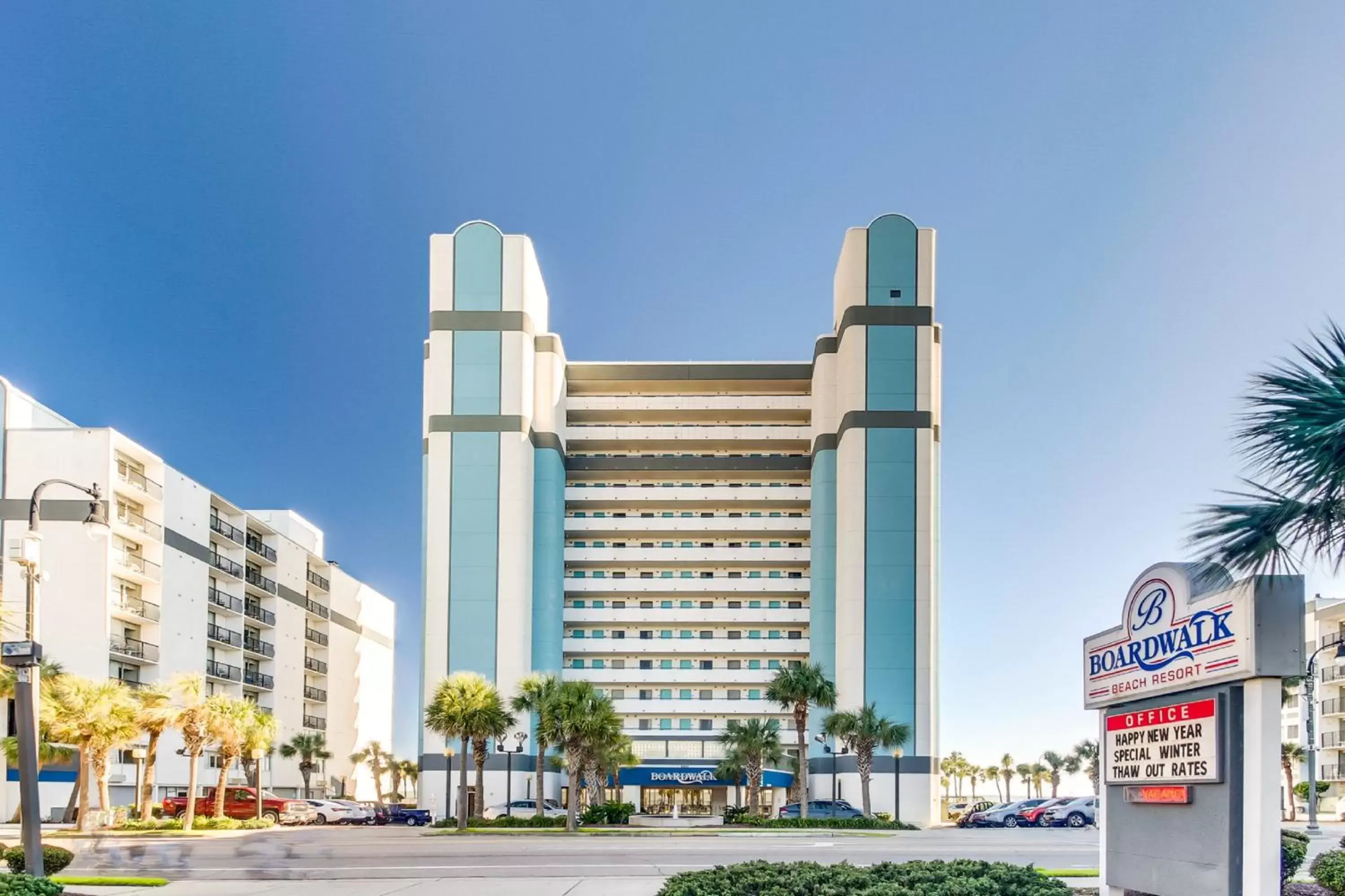 Property Building in Boardwalk Beach Resort Condo w Oceanfront Balcony