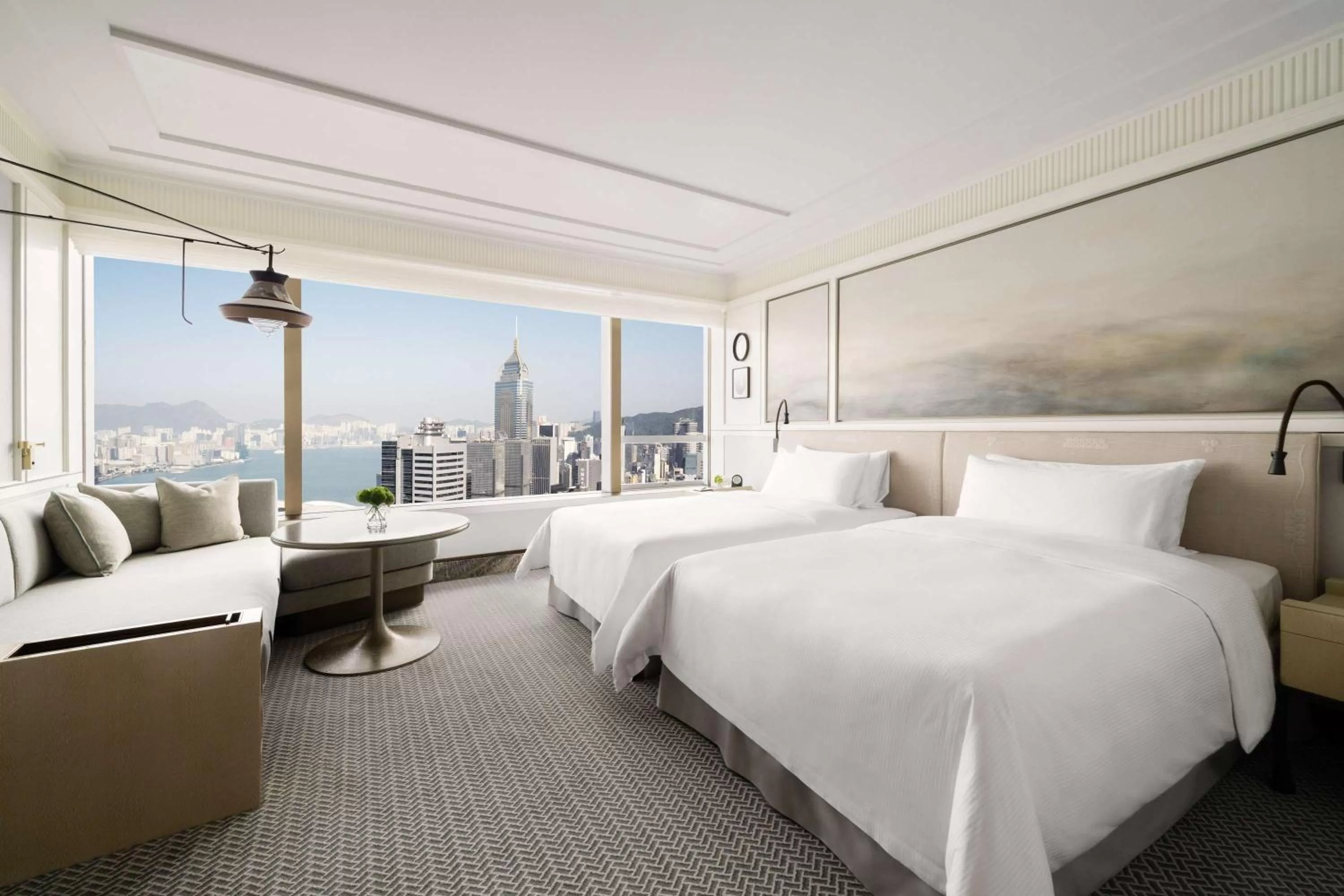 View (from property/room), Bed in Island Shangri-La, Hong Kong