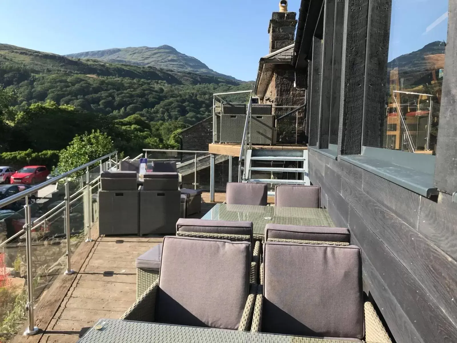 Balcony/Terrace in Grapes Hotel, Bar & Restaurant Snowdonia Nr Zip World Balcony/Terrace in Grapes Hotel, Bar & Restaurant Snowdonia Nr Zip World