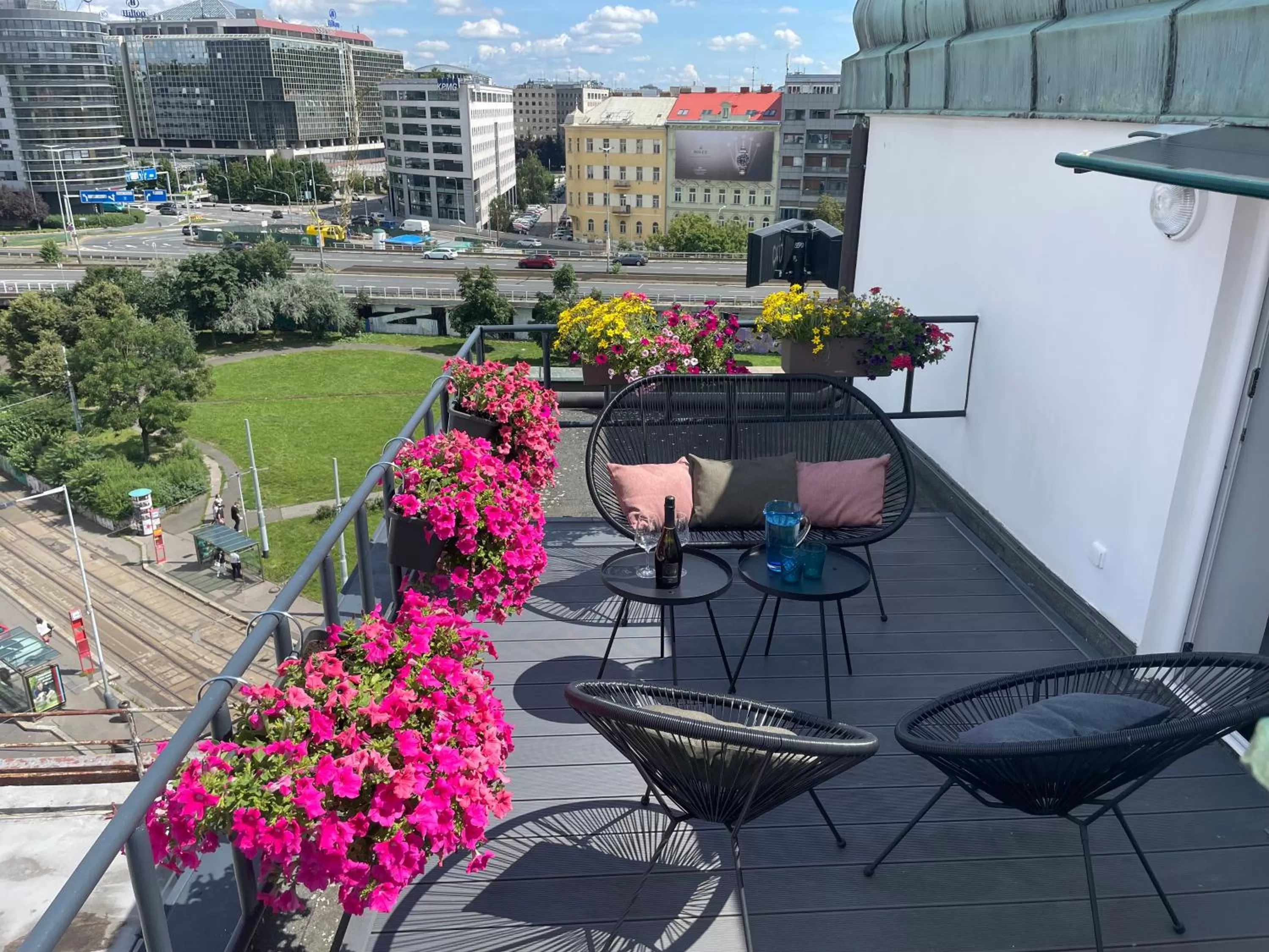 Balcony/Terrace in Rooftop Planet Prague Hotel