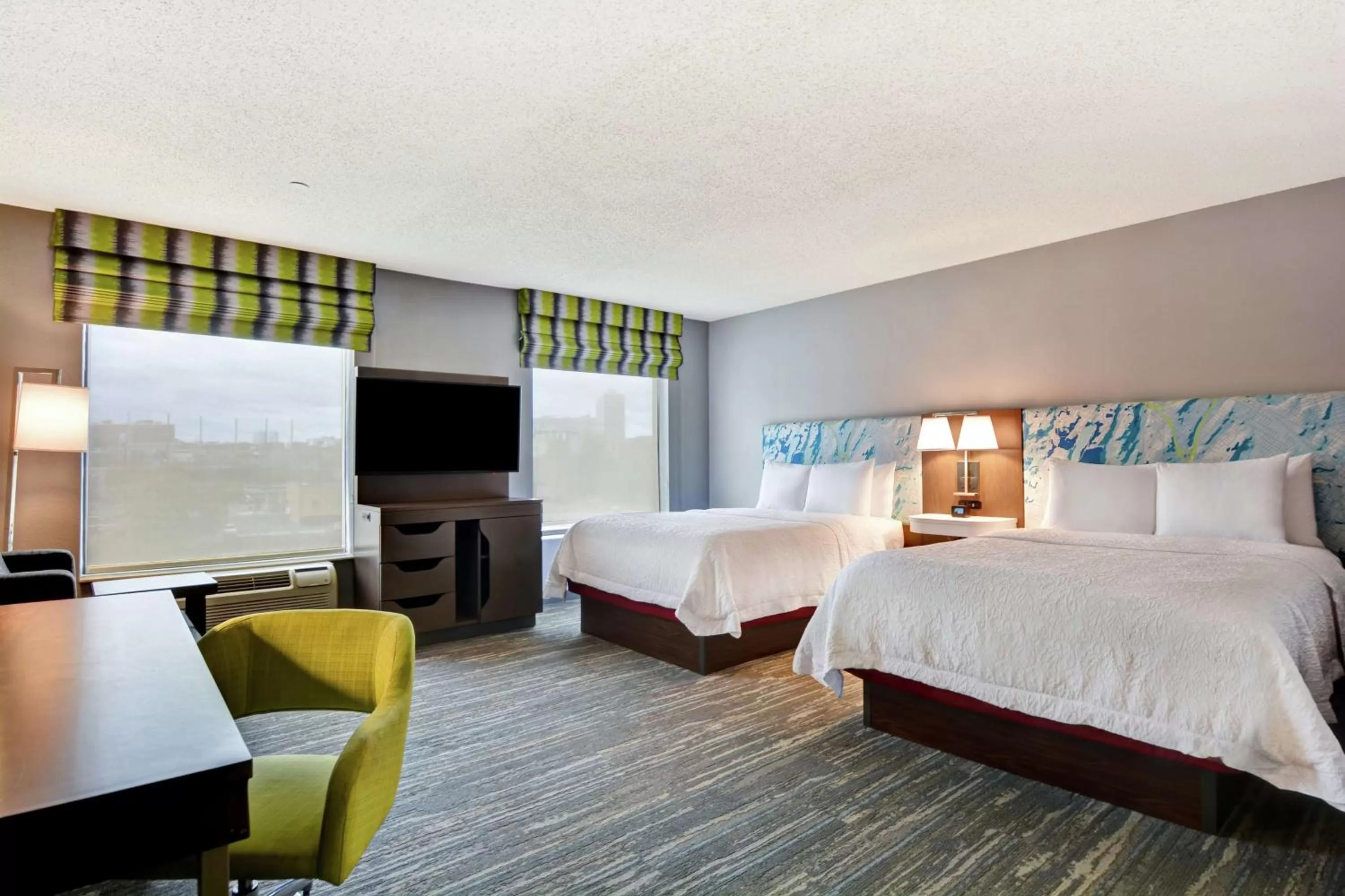 Two Queen Bed Studio Suite with Waterview in Hampton Inn & Suites Newark-Harrison-Riverwalk