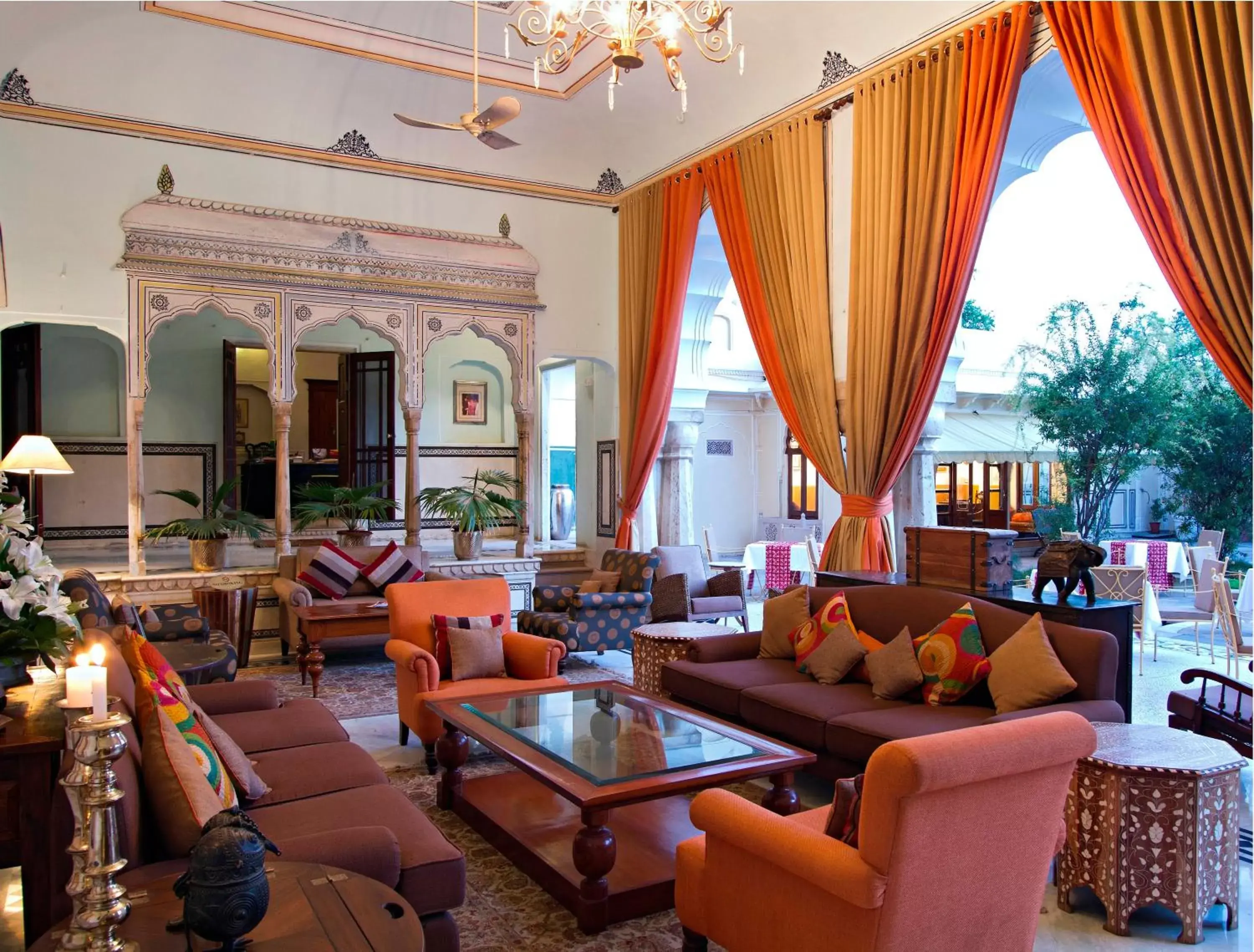 Lobby or reception in Samode Haveli Lobby or reception in Samode Haveli