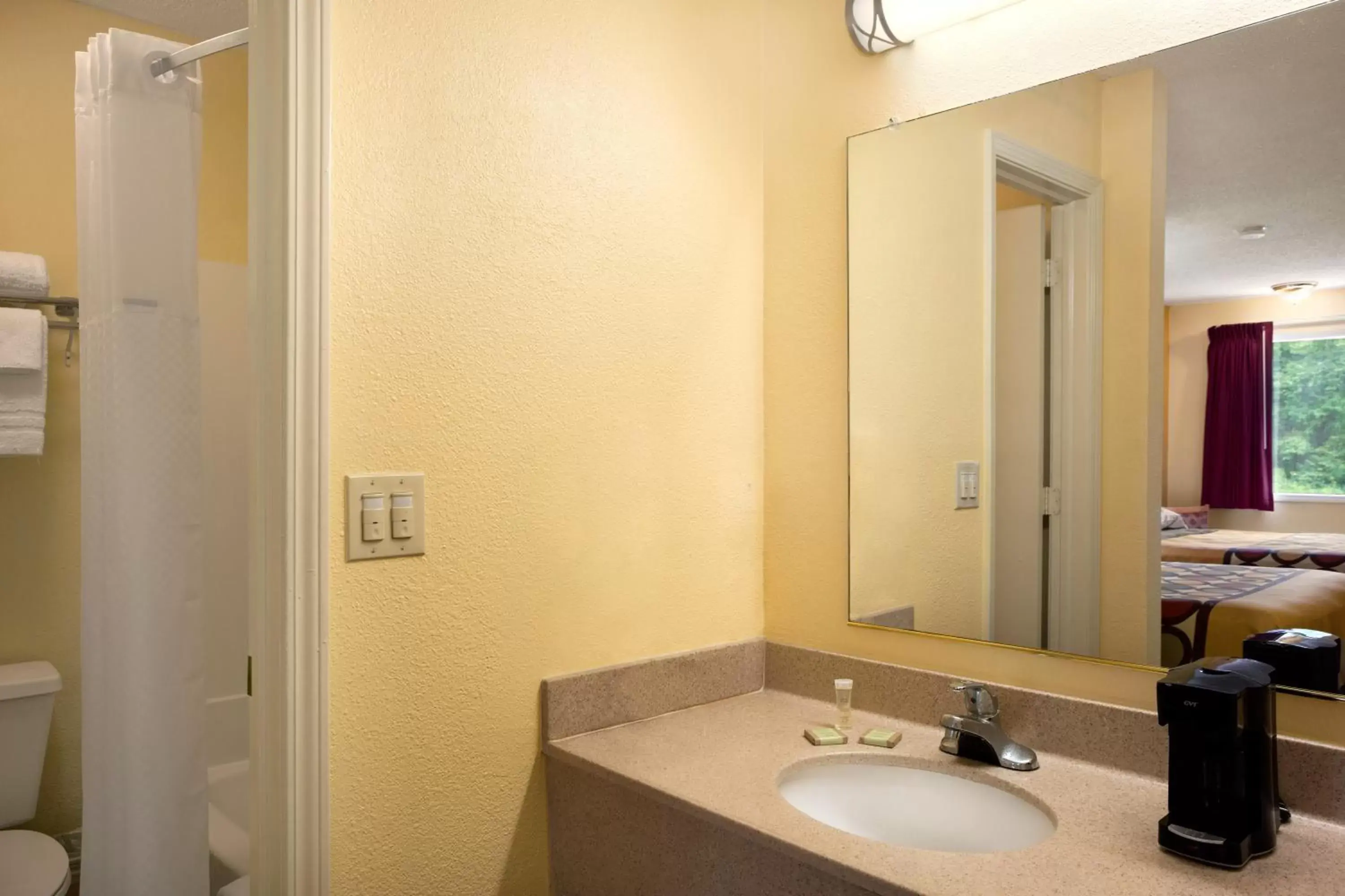 Bathroom in Super 8 by Wyndham Indianapolis-Southport Rd