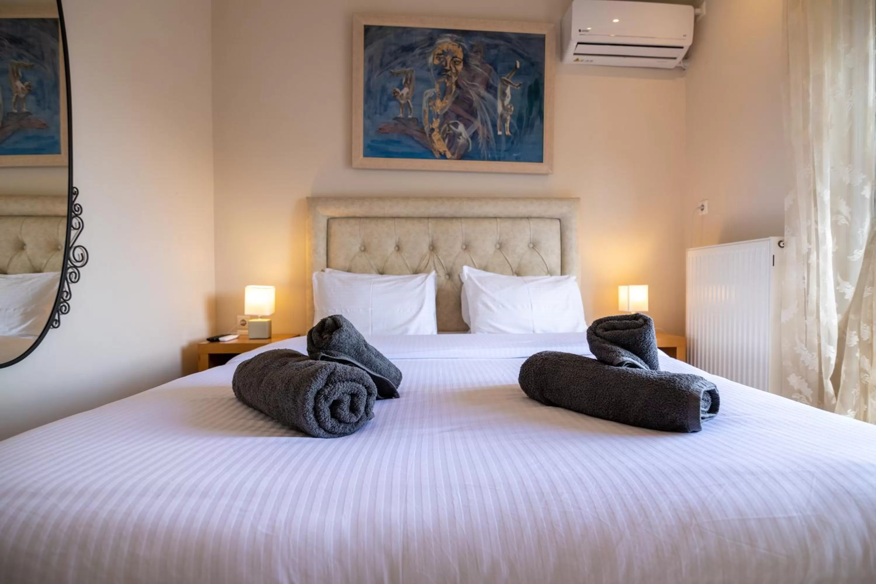 Bed in Votsalakia Hotel & Luxury Apartments