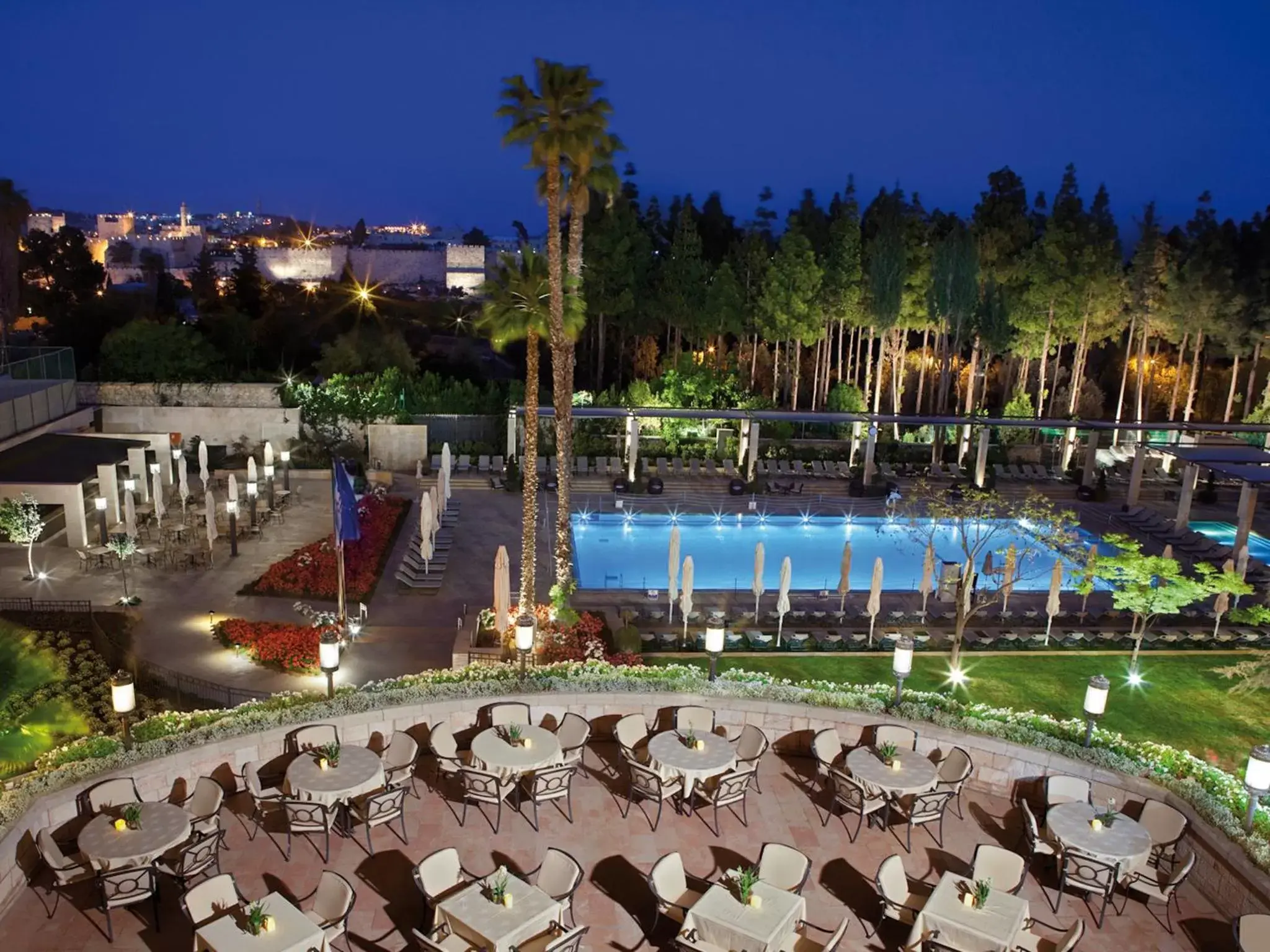 Balcony/Terrace, Pool View in King David Hotel Jerusalem