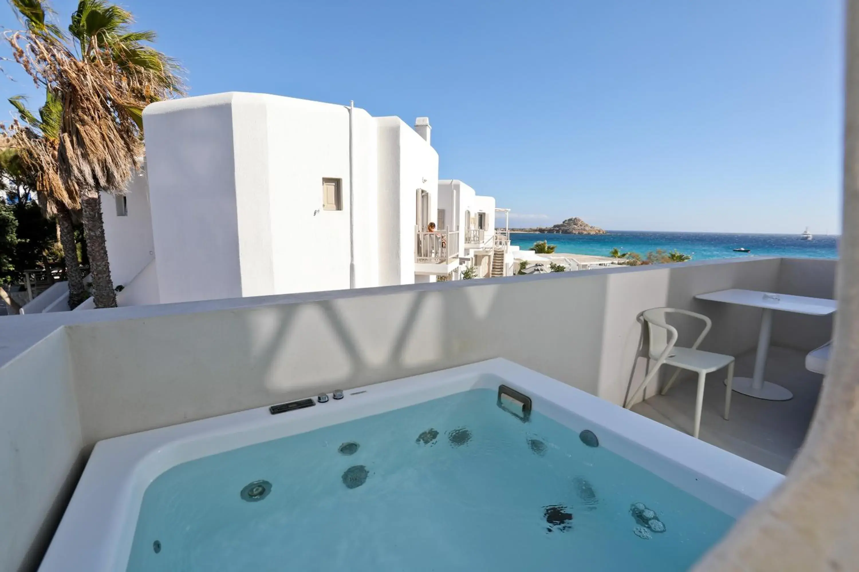 Hot Tub in Mykonos Dove Beachfront Hotel