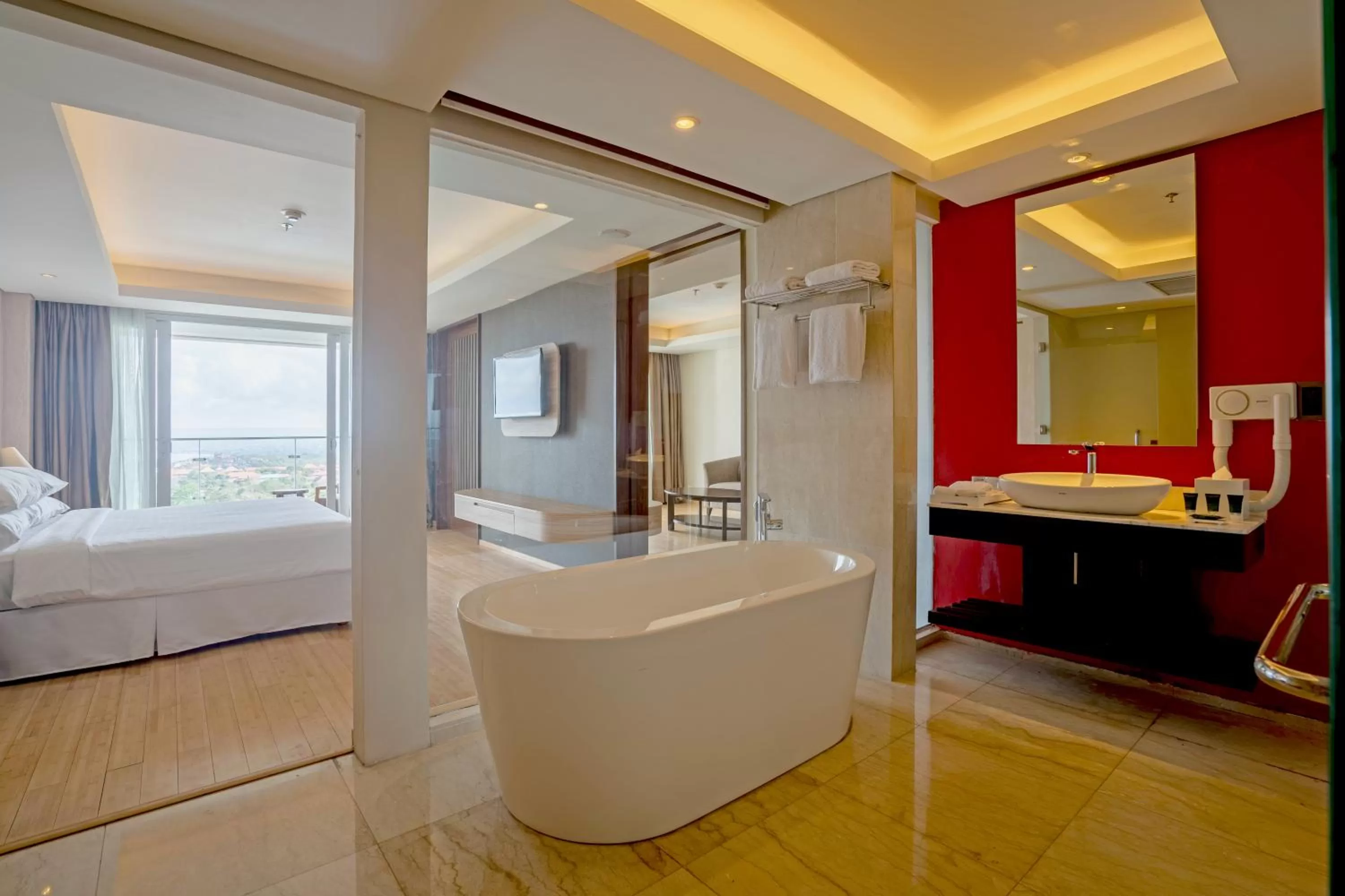 Bathroom, Bed in Four Points by Sheraton Bali, Ungasan