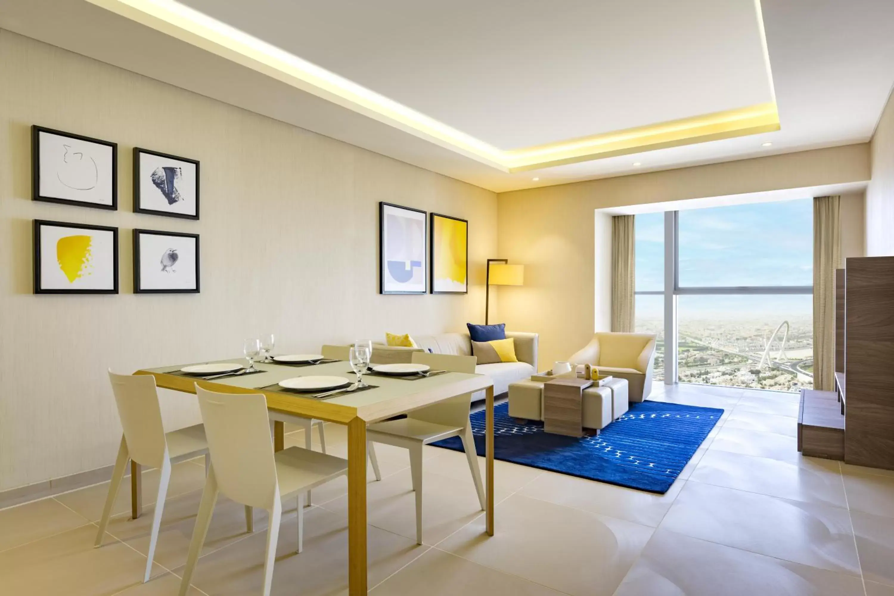 Living room in voco Doha West Bay Suites, an IHG Hotel