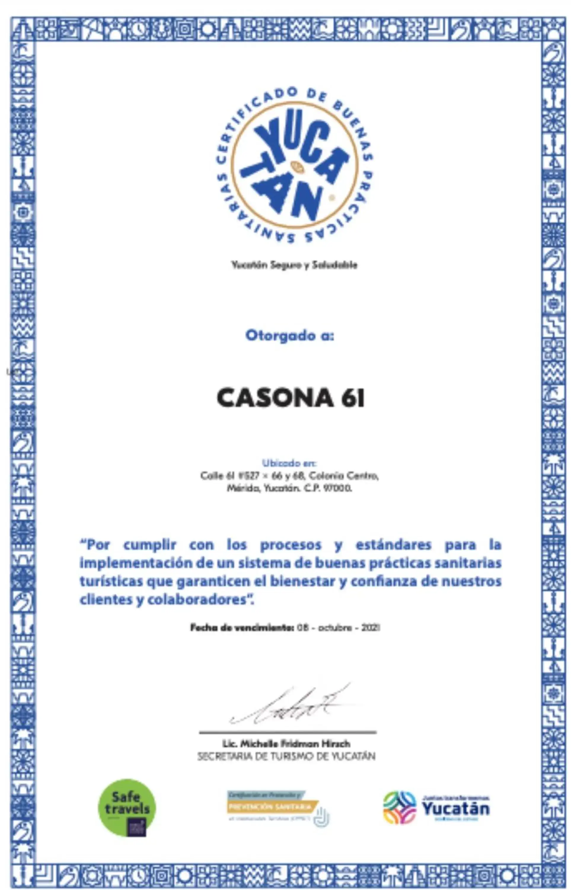 Logo/Certificate/Sign in Casona 61 by GuruHotel