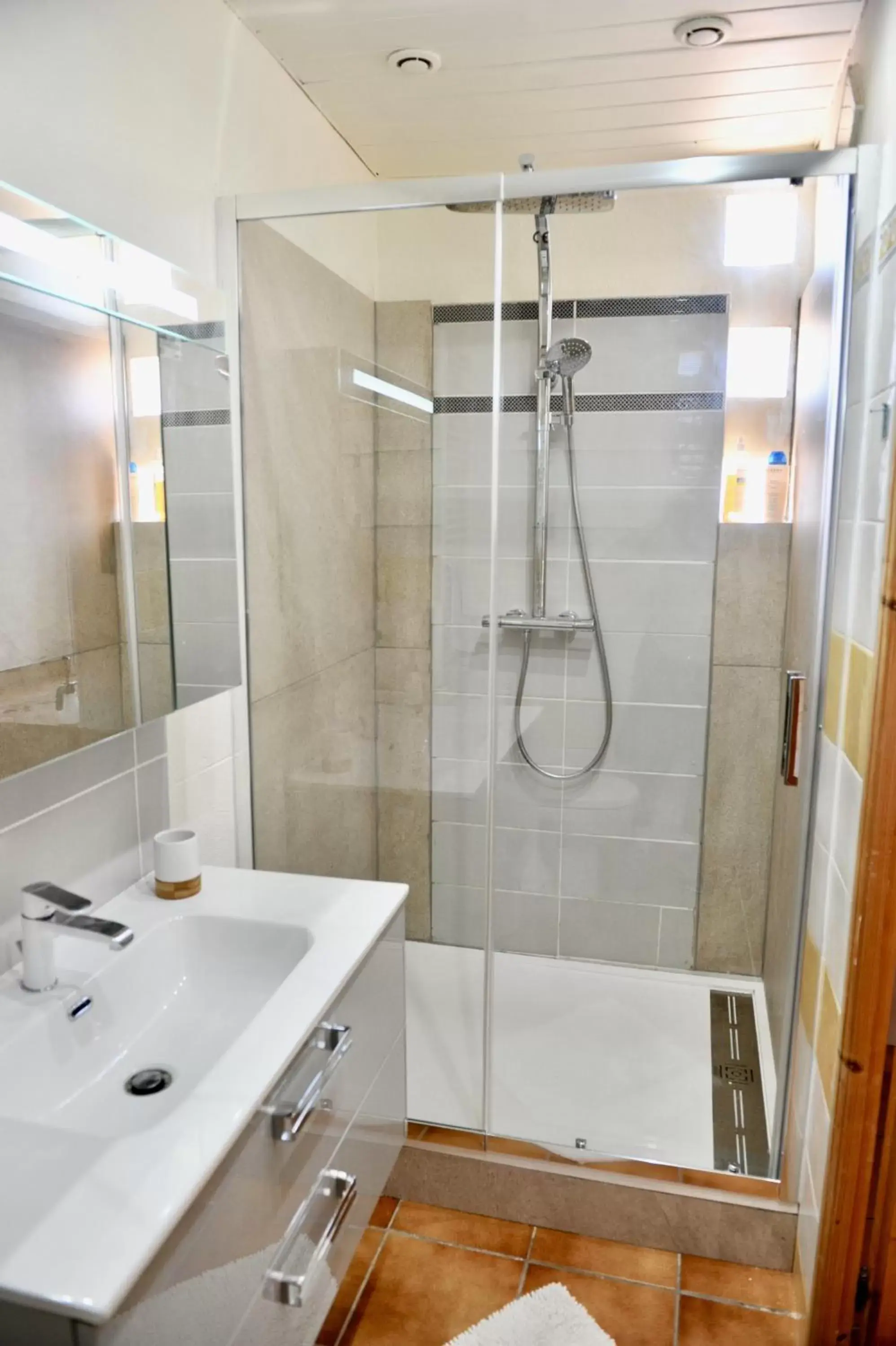 Shower, Bathroom in Loft Apartment , La Terrasse Centre Ville d'Arles,