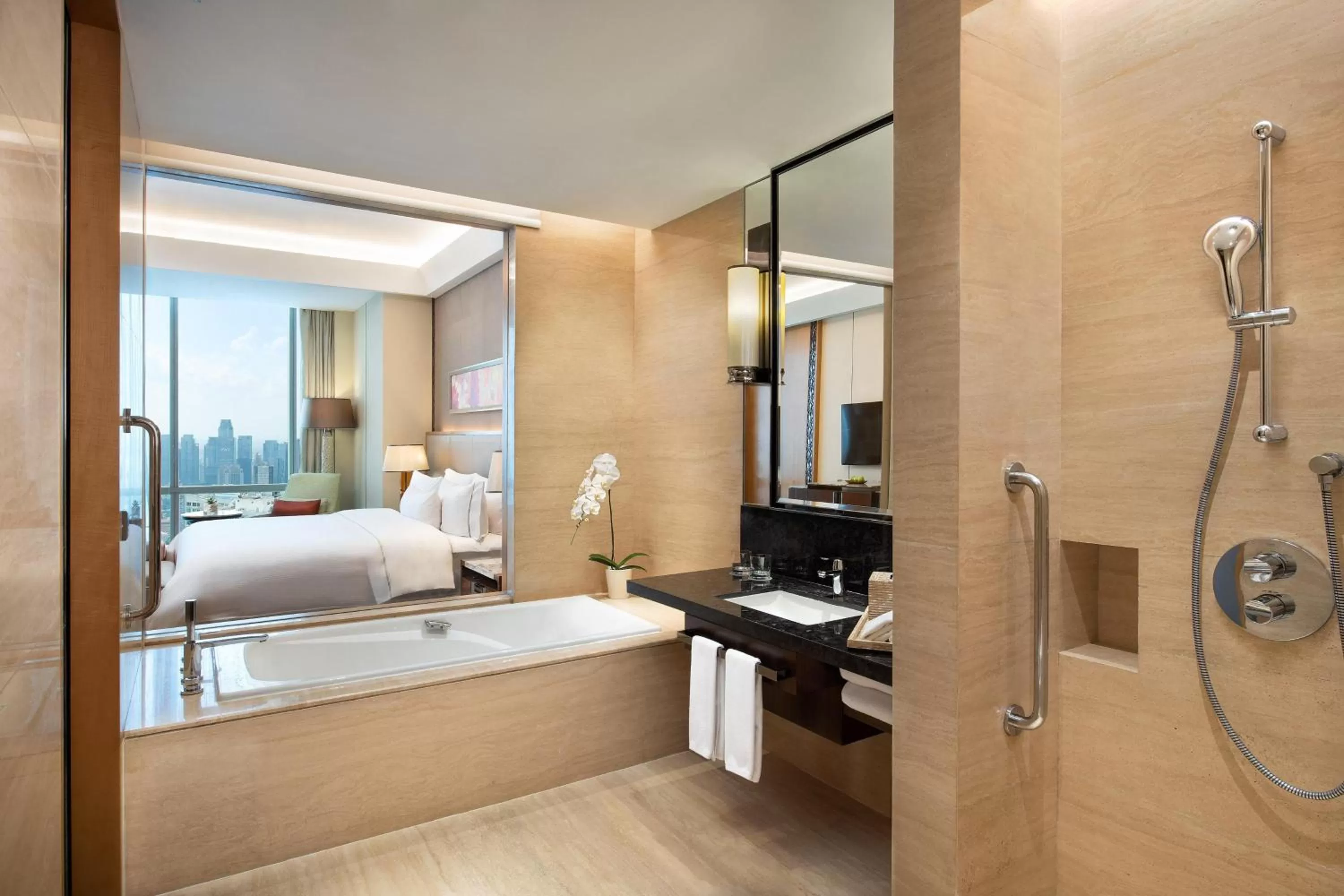 Bathroom, Bed in The Westin Jakarta