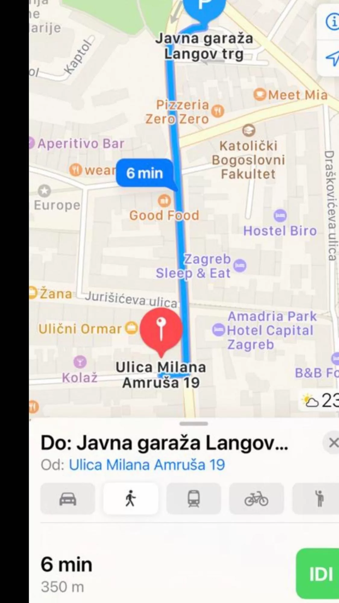 Parking in Bed & Breakfast Donji Grad