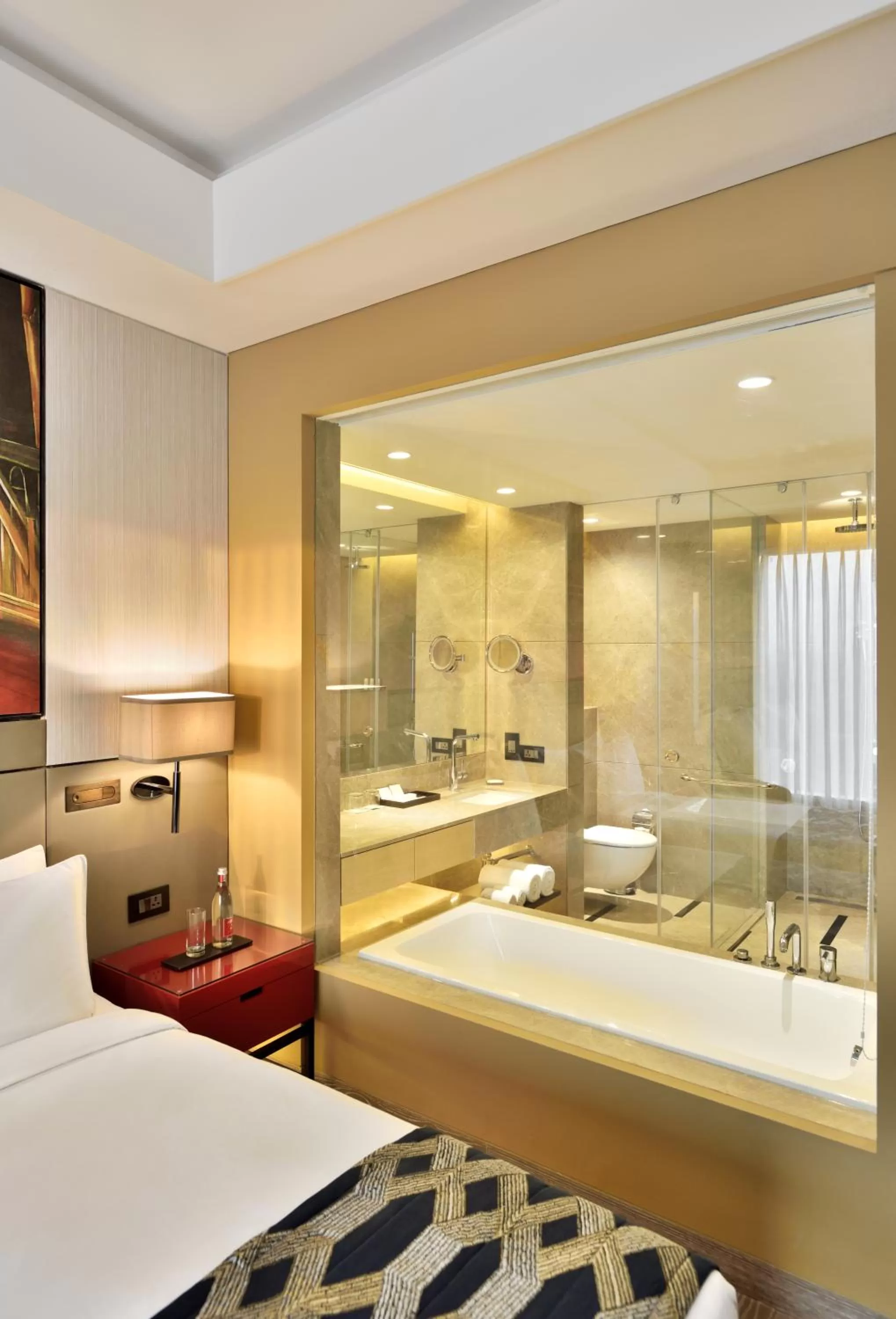 Bathroom, Bed in Radisson Blu Faridabad