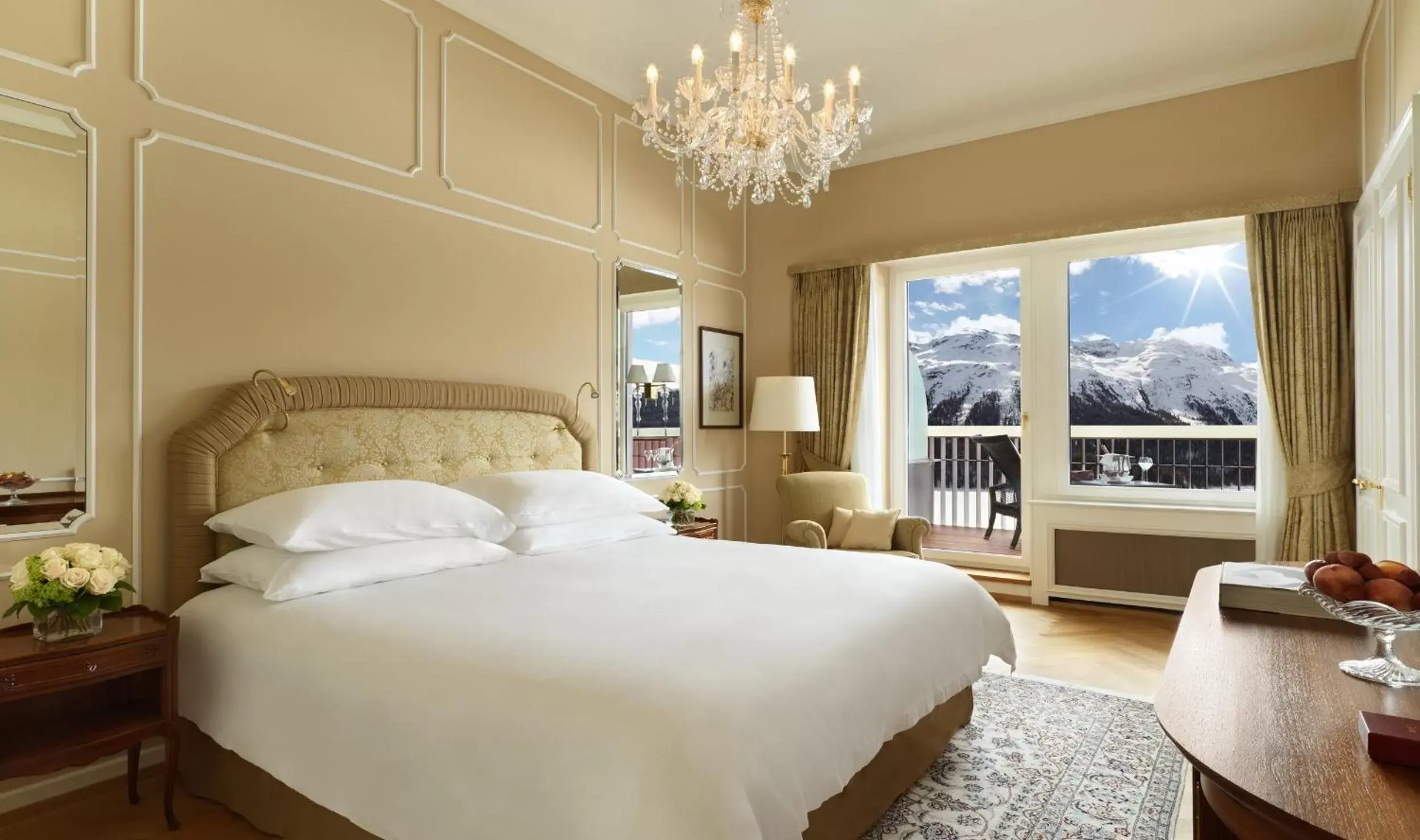 Bedroom, Mountain View in Badrutt's Palace Hotel St Moritz