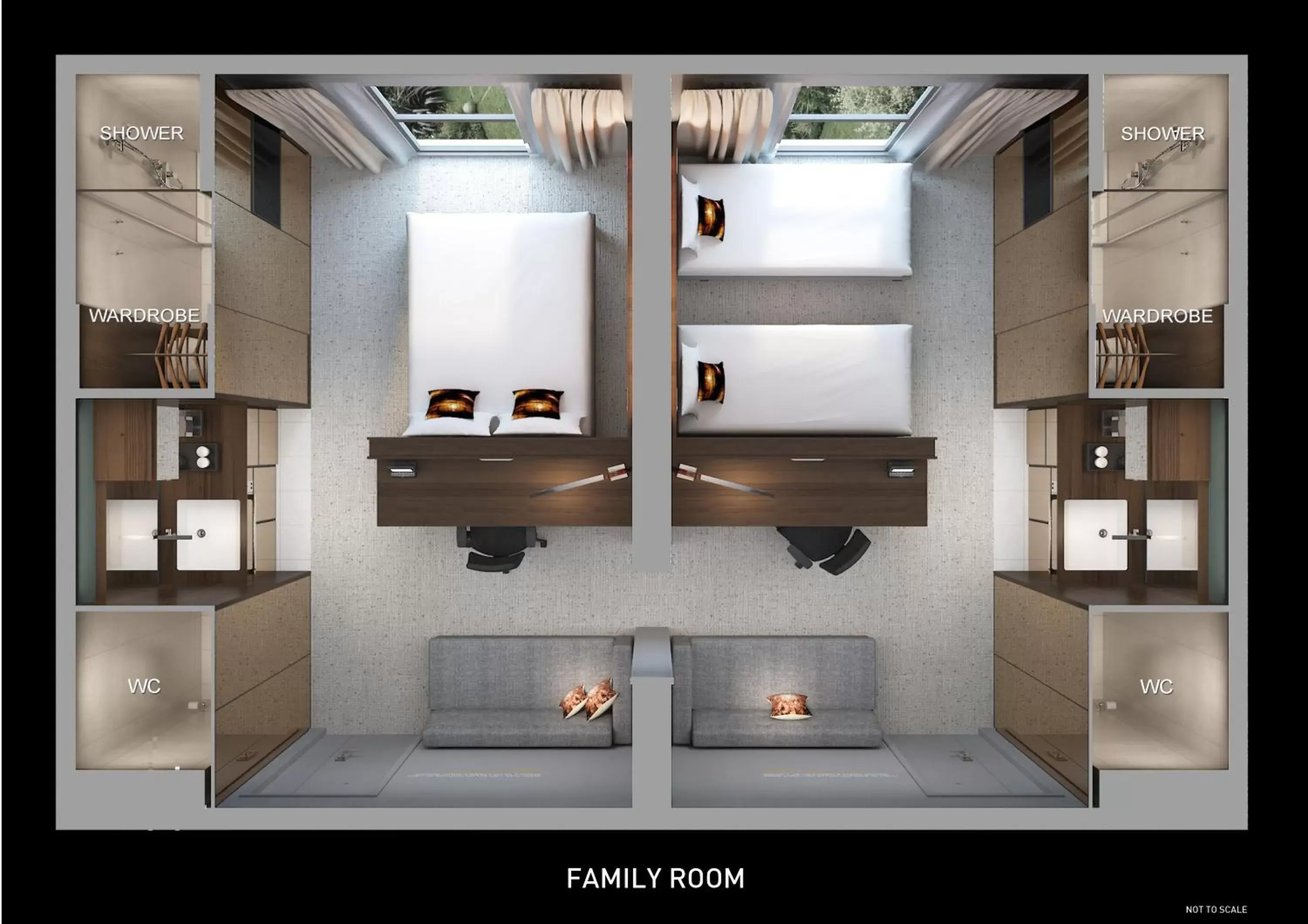 Bed, Floor Plan in Heeton Concept Hotel – Luma Hammersmith