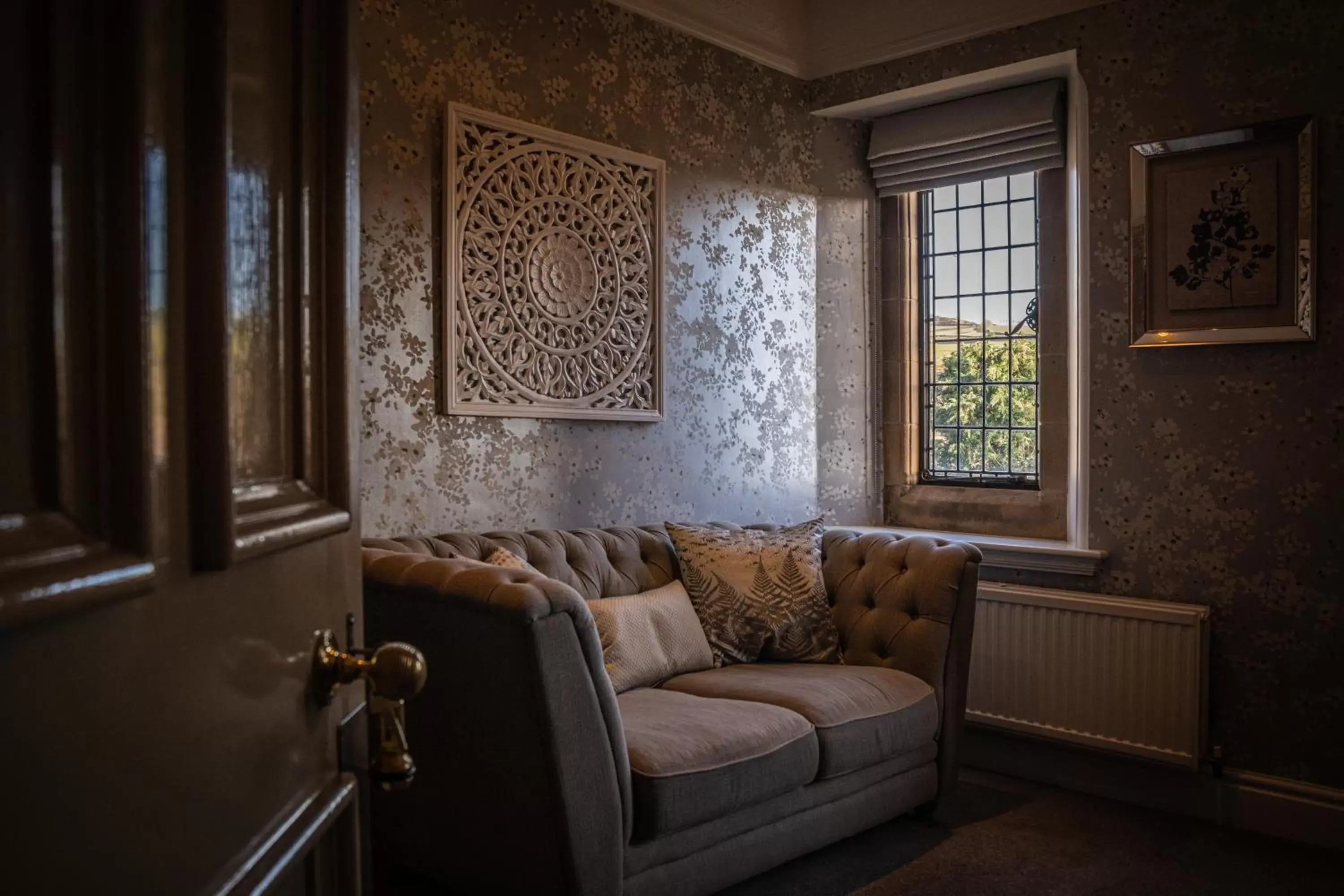 Living room, Seating Area in Fischers Baslow Hall - Chatsworth