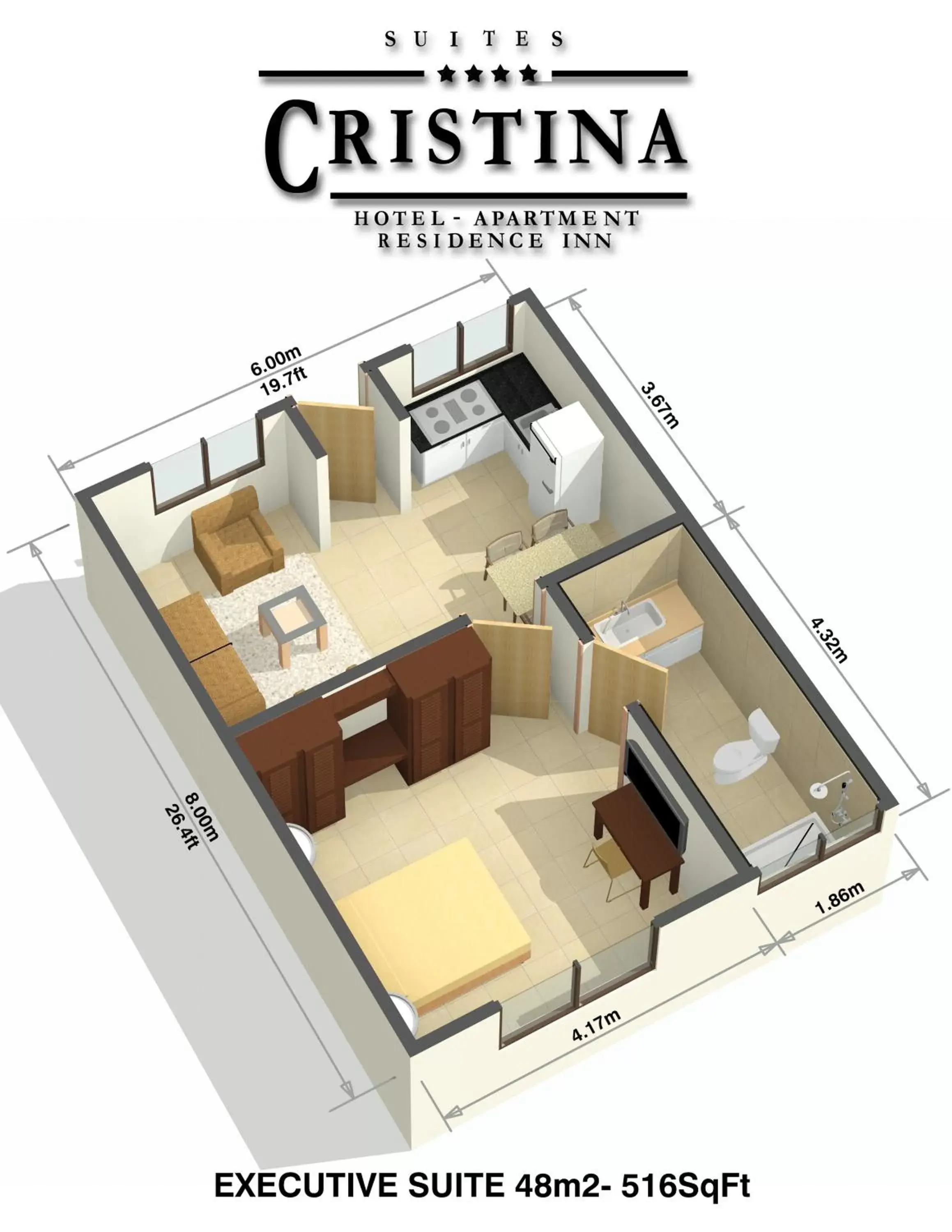 Photo of the whole room, Floor Plan in Hotel Residence Inn Suites Cristina