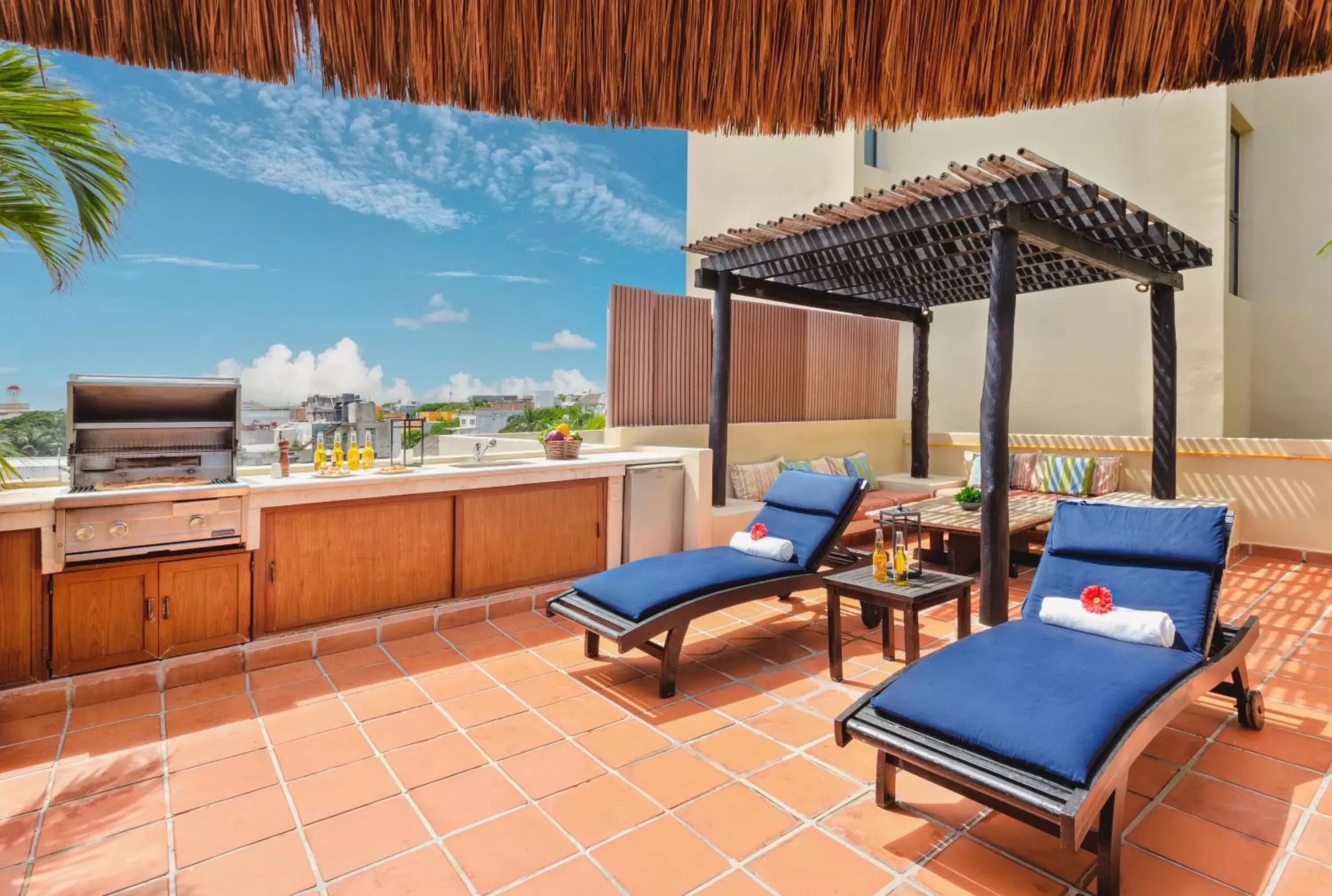 Patio in El Taj Oceanfront and Beachside Condo Hotel