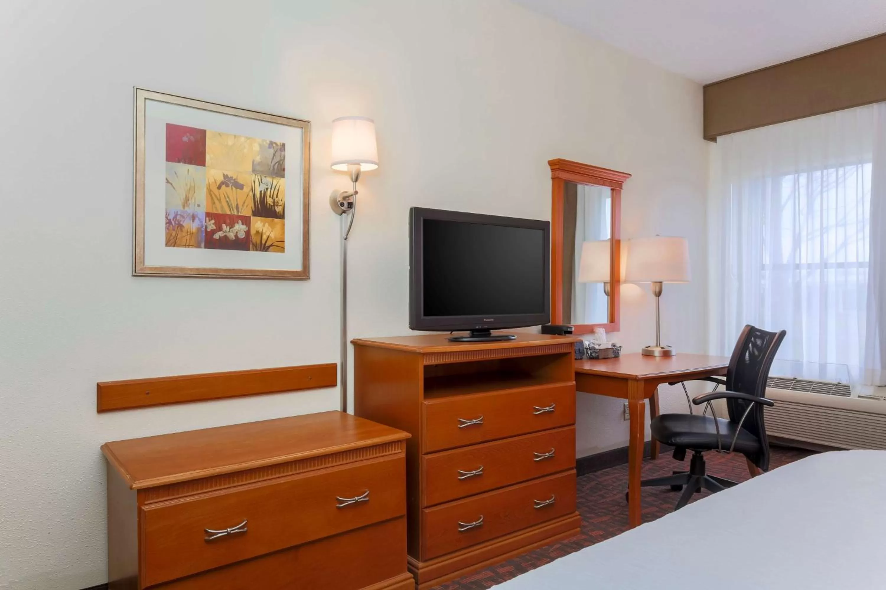 Bed, TV/Entertainment Center in Hampton Inn Dayton/Fairborn