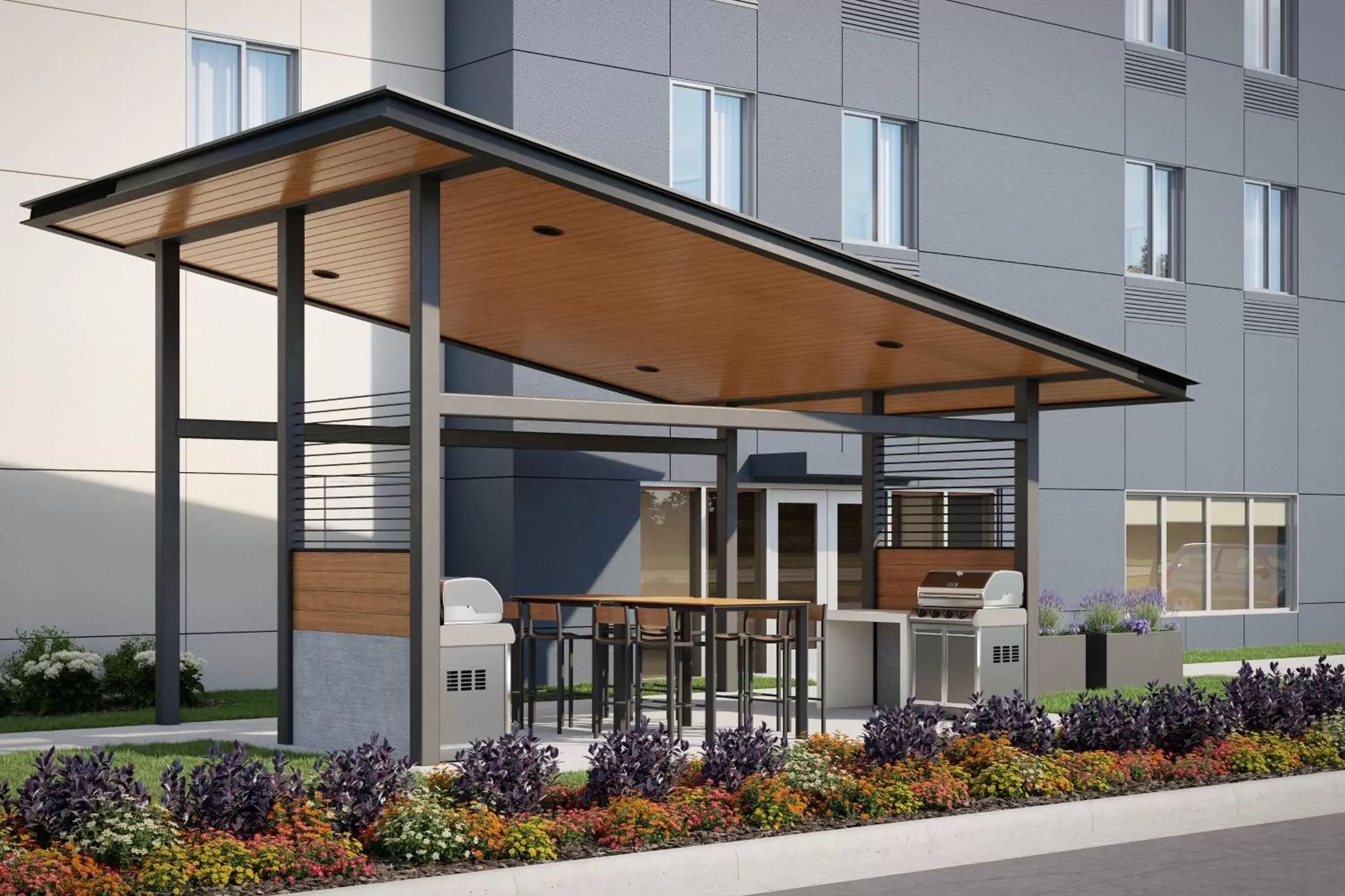 Patio, Property Building in Candlewood Suites - Columbia, an IHG Hotel